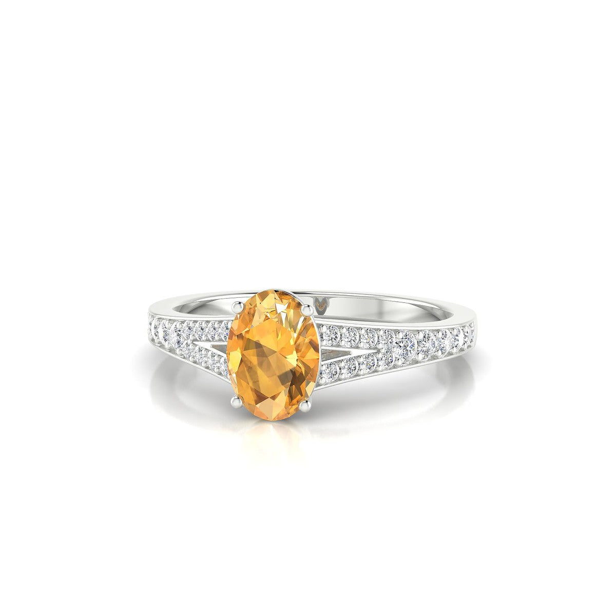 Adore | 18k White Gold 7 x 5 mm Oval Citrine Ring