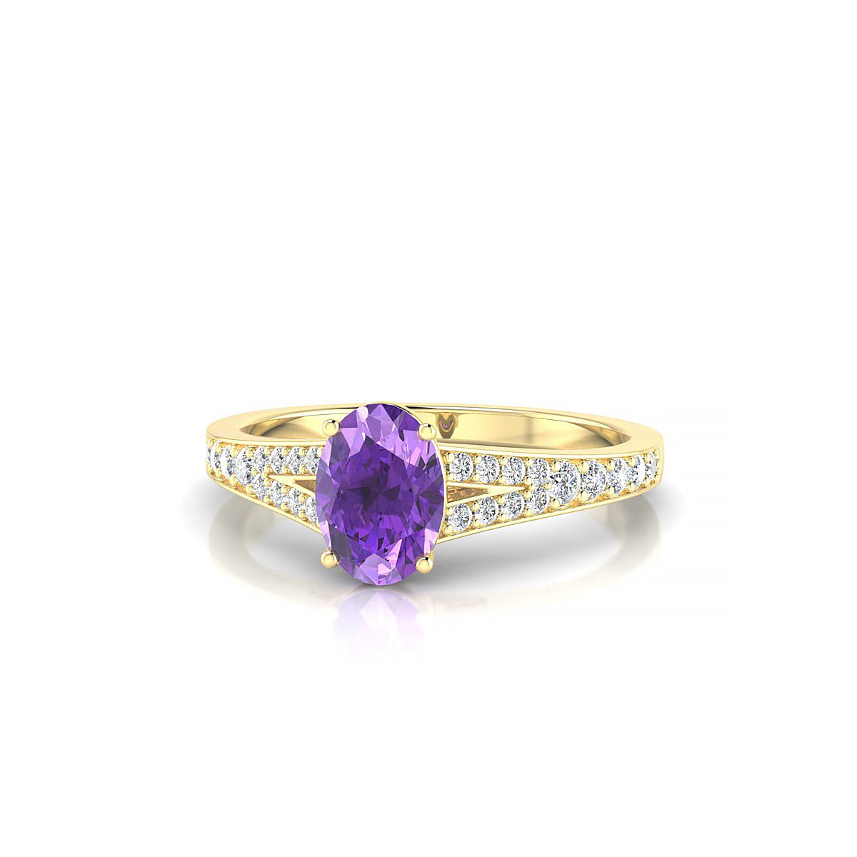 Adore | 18k Yellow Gold 7 x 5 mm Oval Amethyst Ring