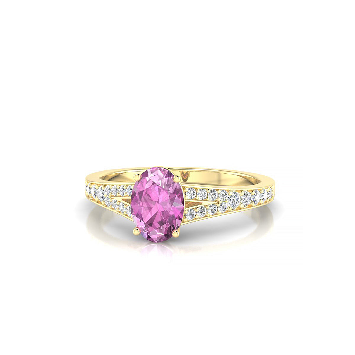 Adore | 18k Yellow Gold 7 x 5 mm Oval Pink Sapphire Ring