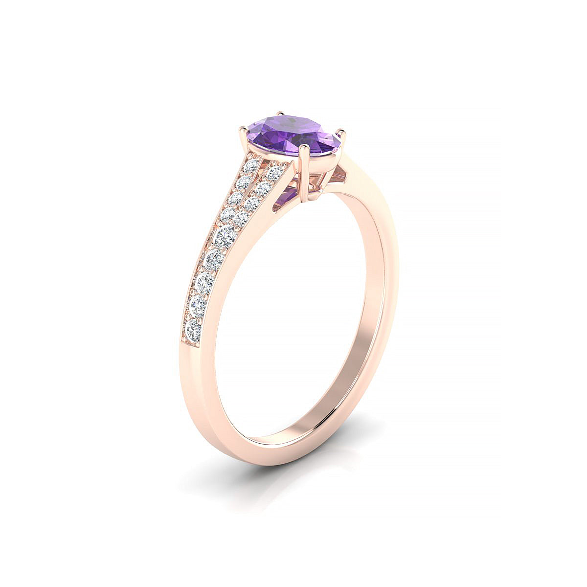 Adore | 18k Rose Gold 7 x 5 mm Oval Amethyst Ring