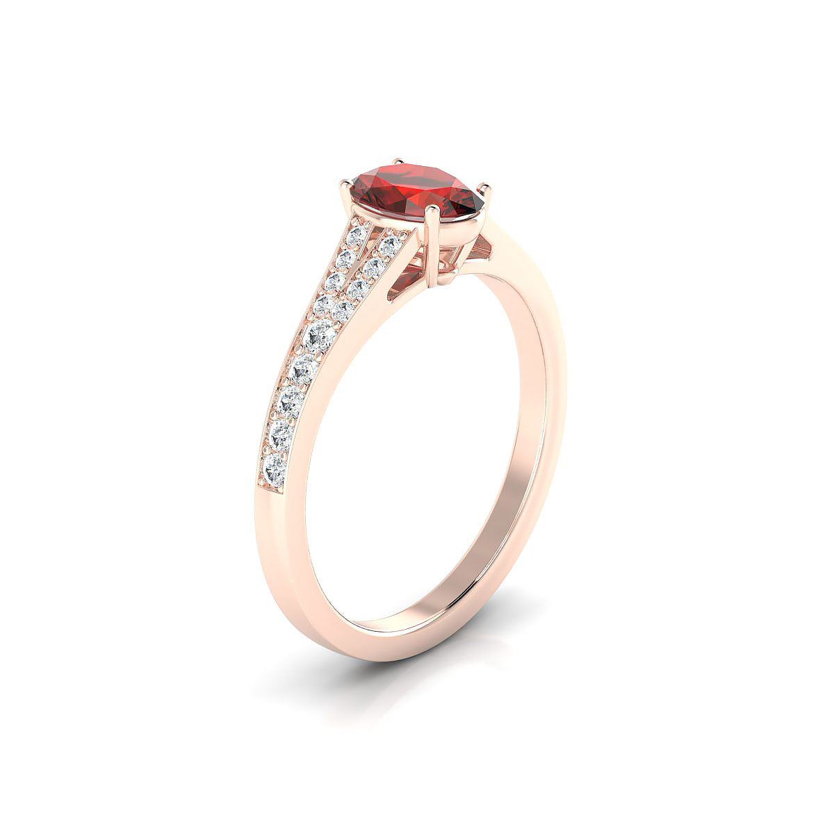 Adore | 18k Rose Gold 7 x 5 mm Oval Garnet Ring