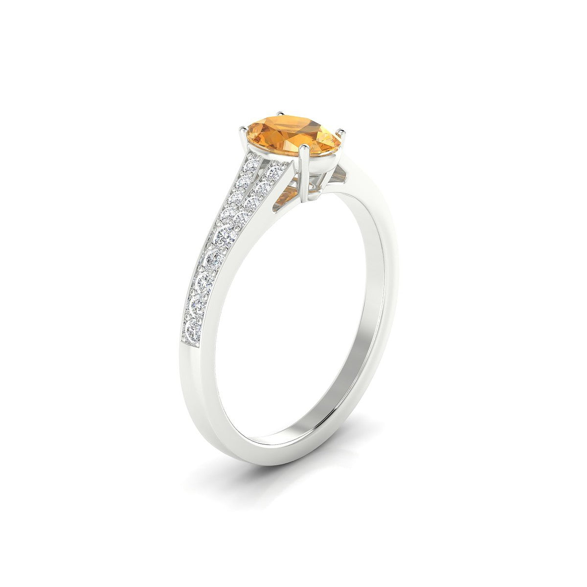Adore | 18k White Gold 7 x 5 mm Oval Citrine Ring