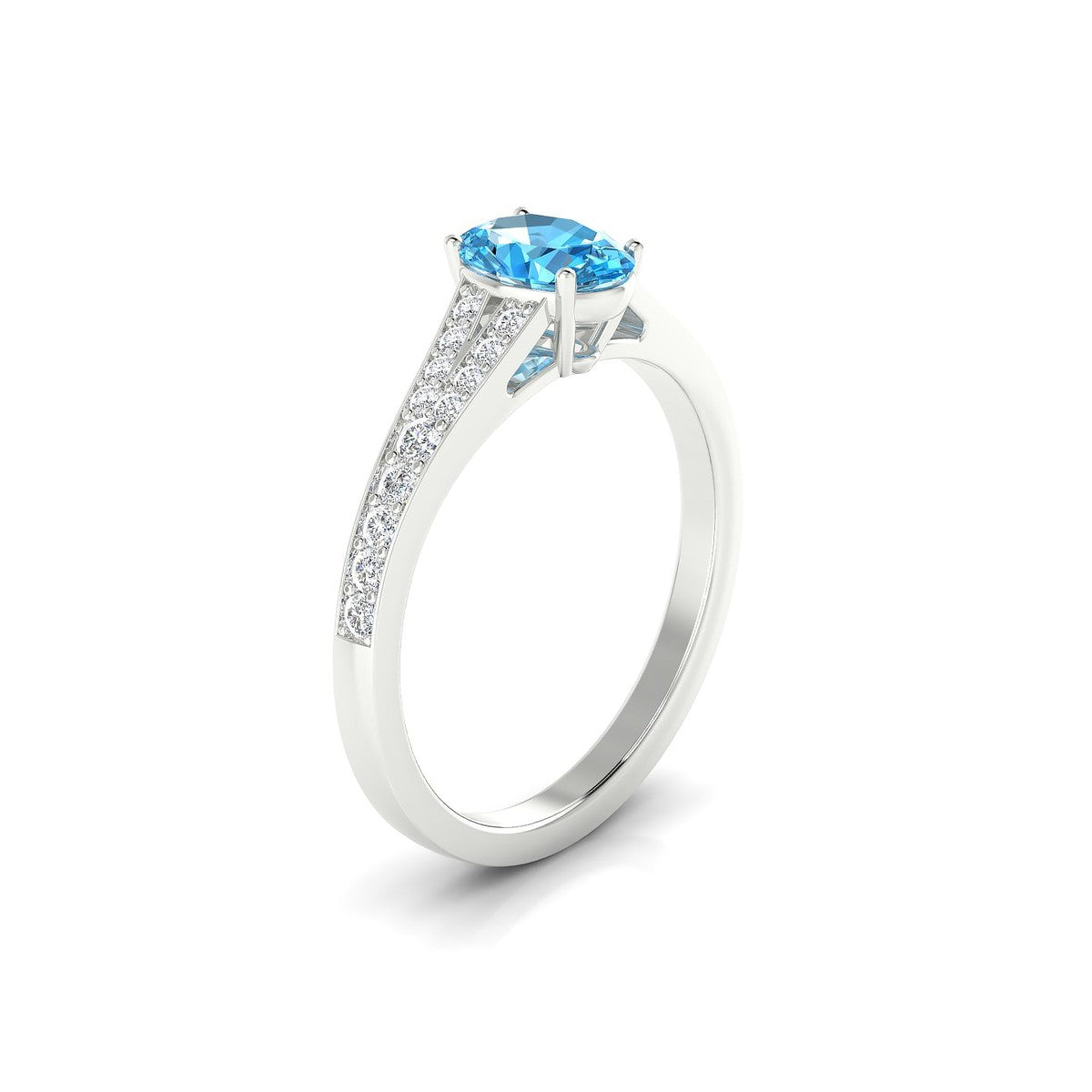 Adore | 18k White Gold 7 x 5 mm Oval Topaz Ring