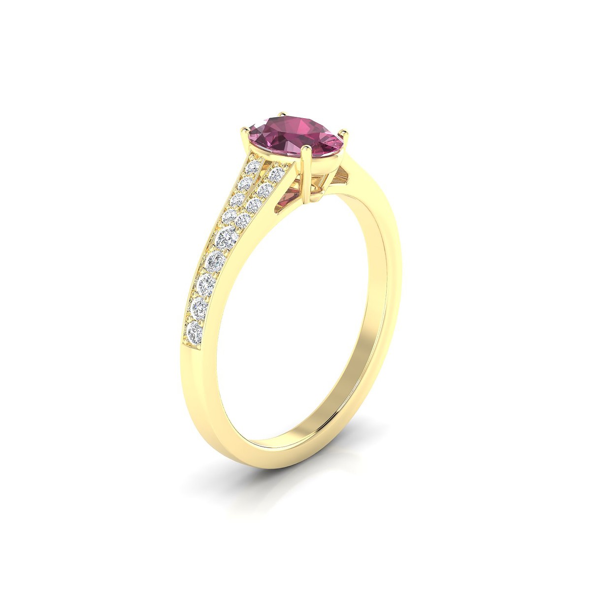 Adore | 18k Yellow Gold 7 x 5 mm Oval Rhodolite Ring