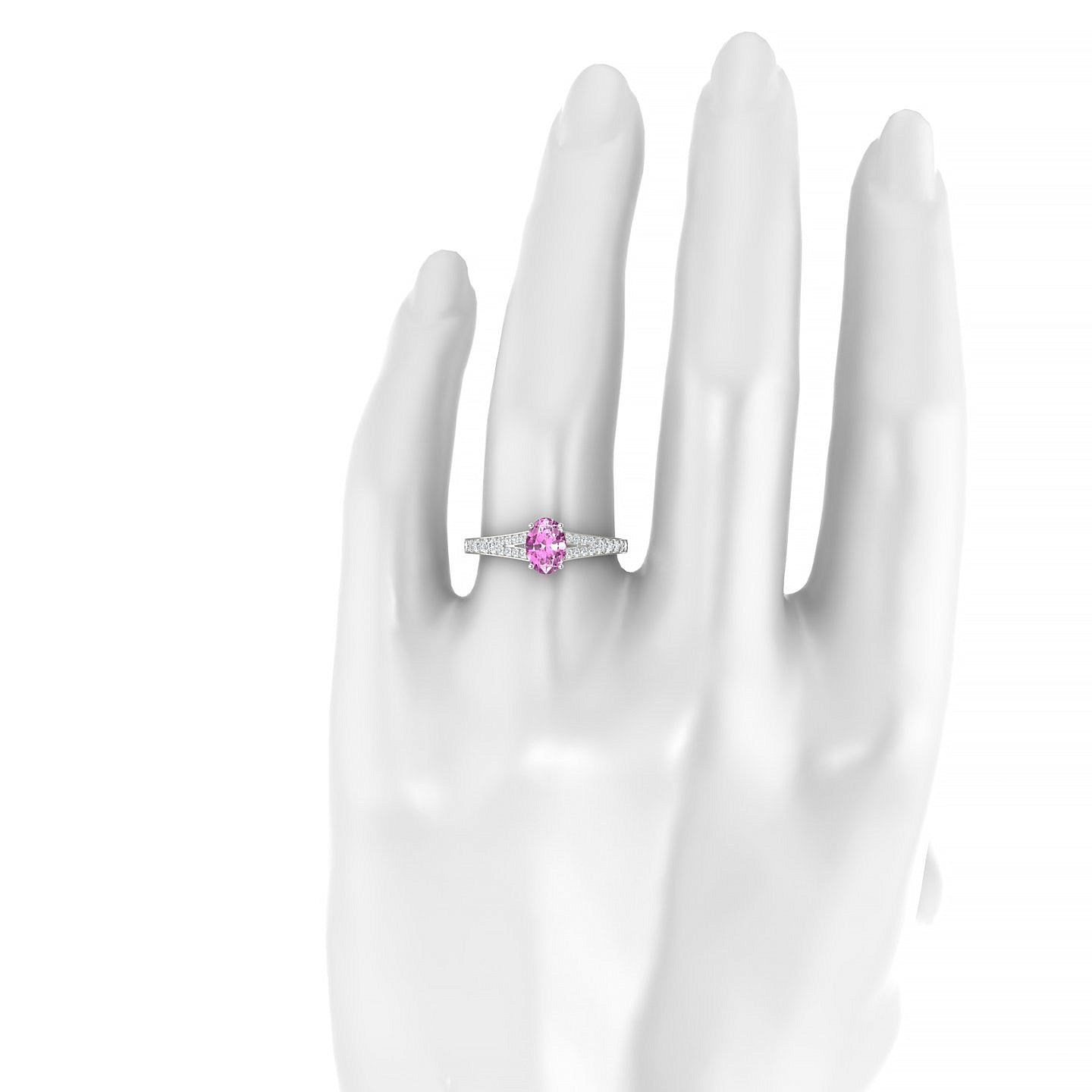 Adore | 18k White Gold 7 x 5 mm Oval Pink Sapphire Ring