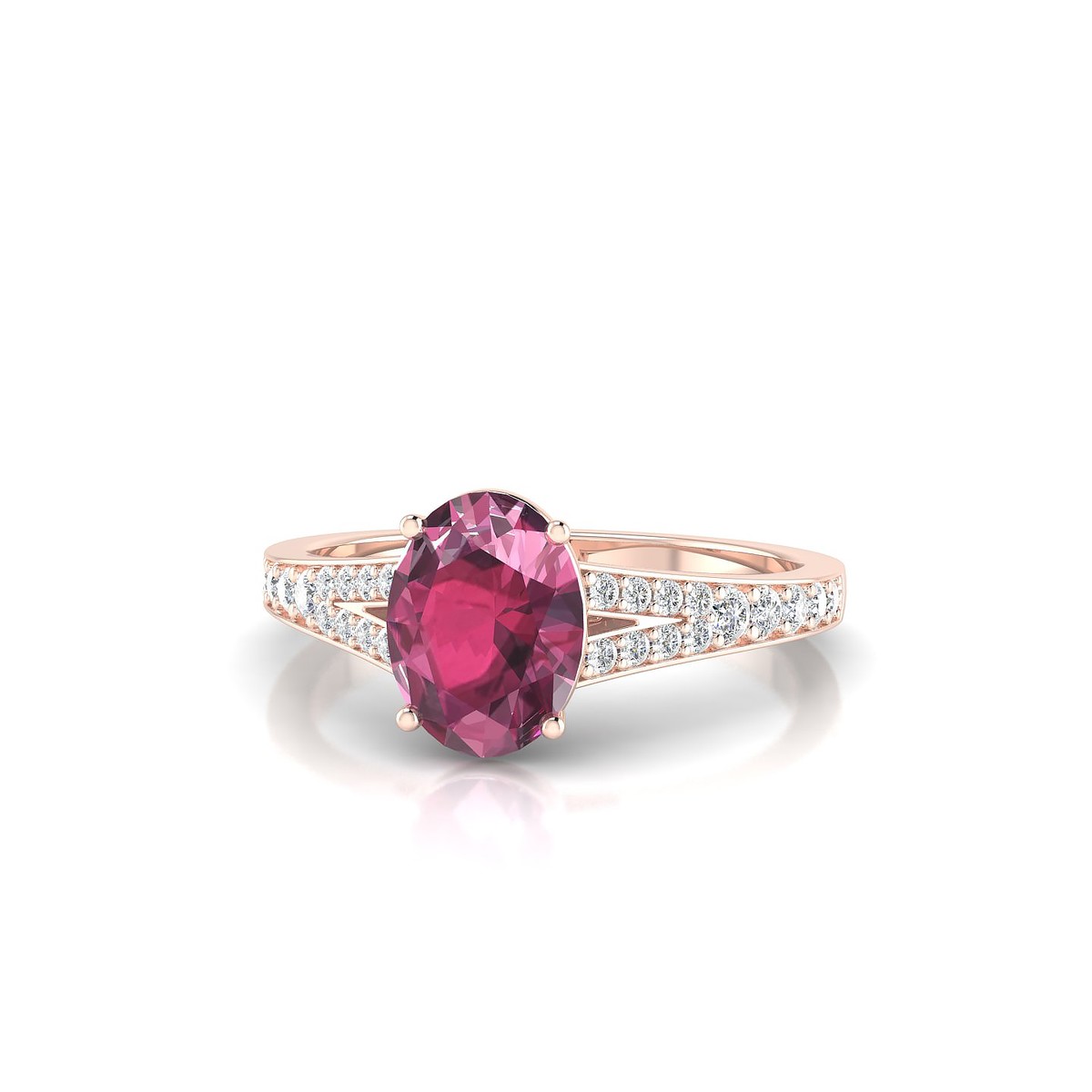 Adore | 18k Rose Gold 8 x 6 mm Oval Rhodolite Ring