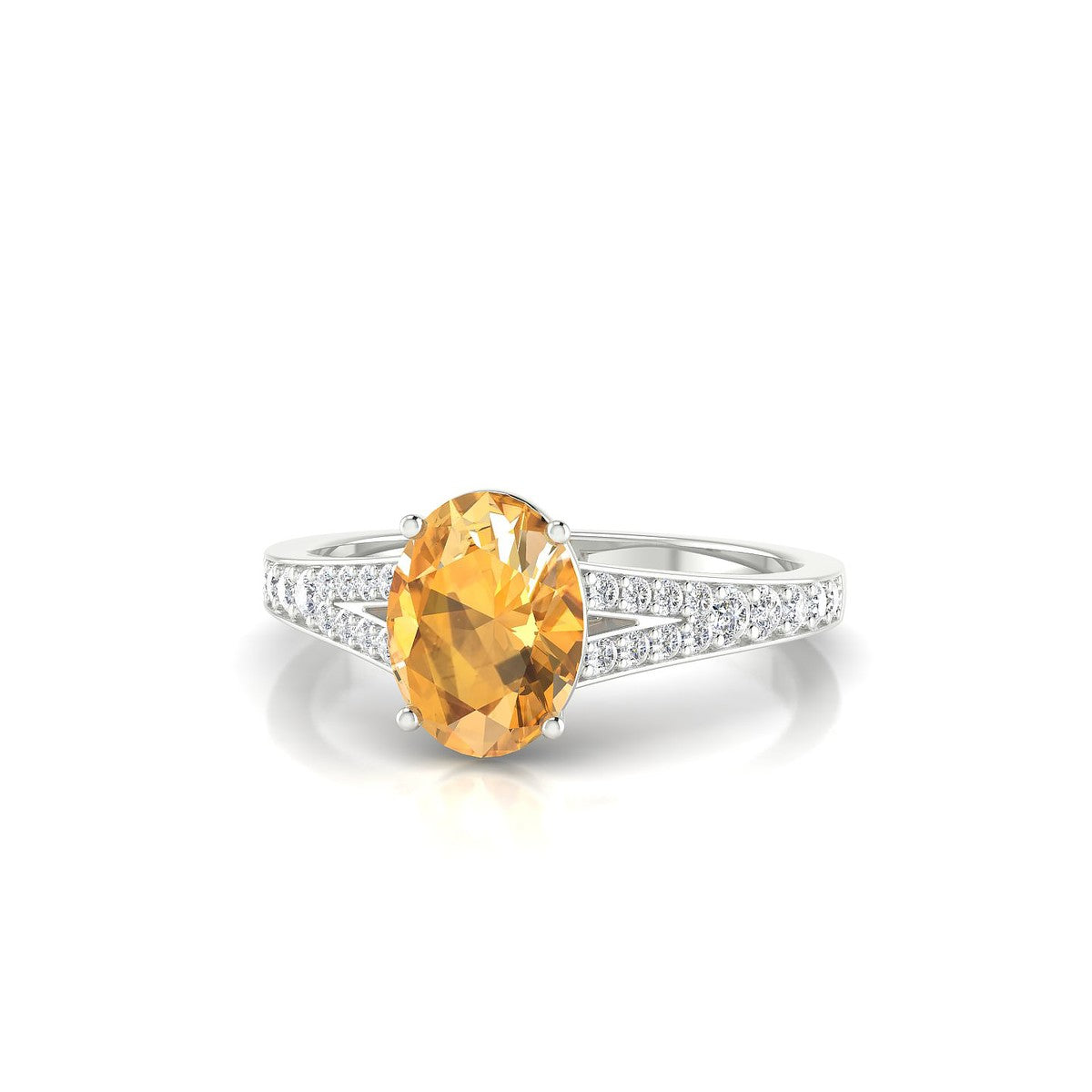 Adore | 18k White Gold 8 x 6 mm Oval Citrine Ring