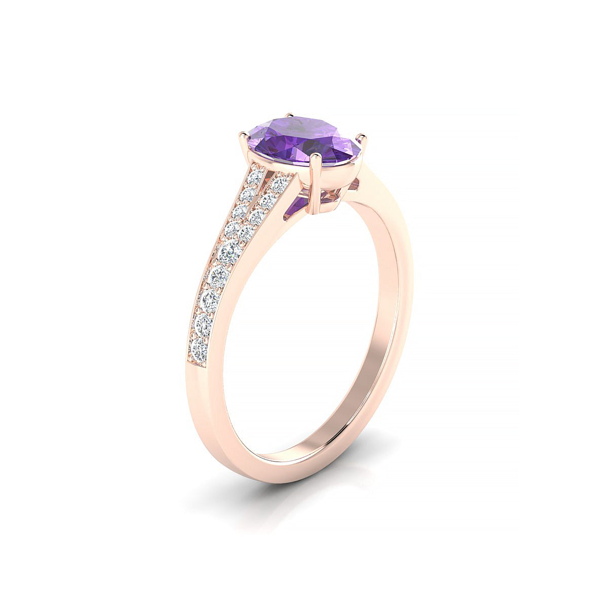 Adore | 18k Rose Gold 8 x 6 mm Oval Amethyst Ring