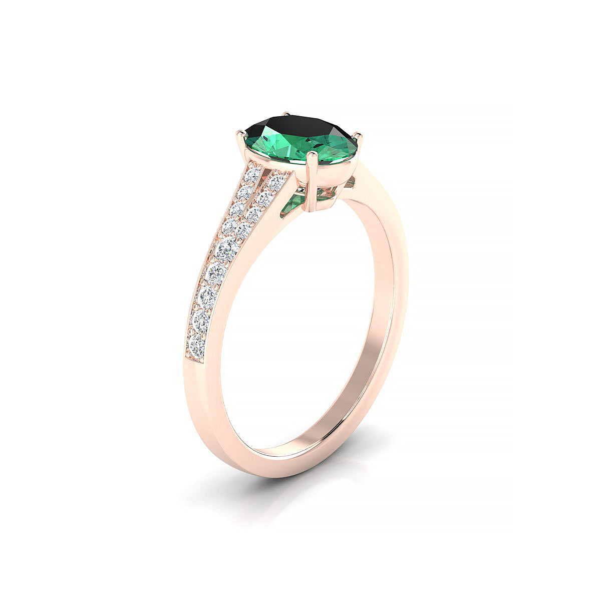 Adore | 18k Rose Gold 8 x 6 mm Oval Emerald Ring