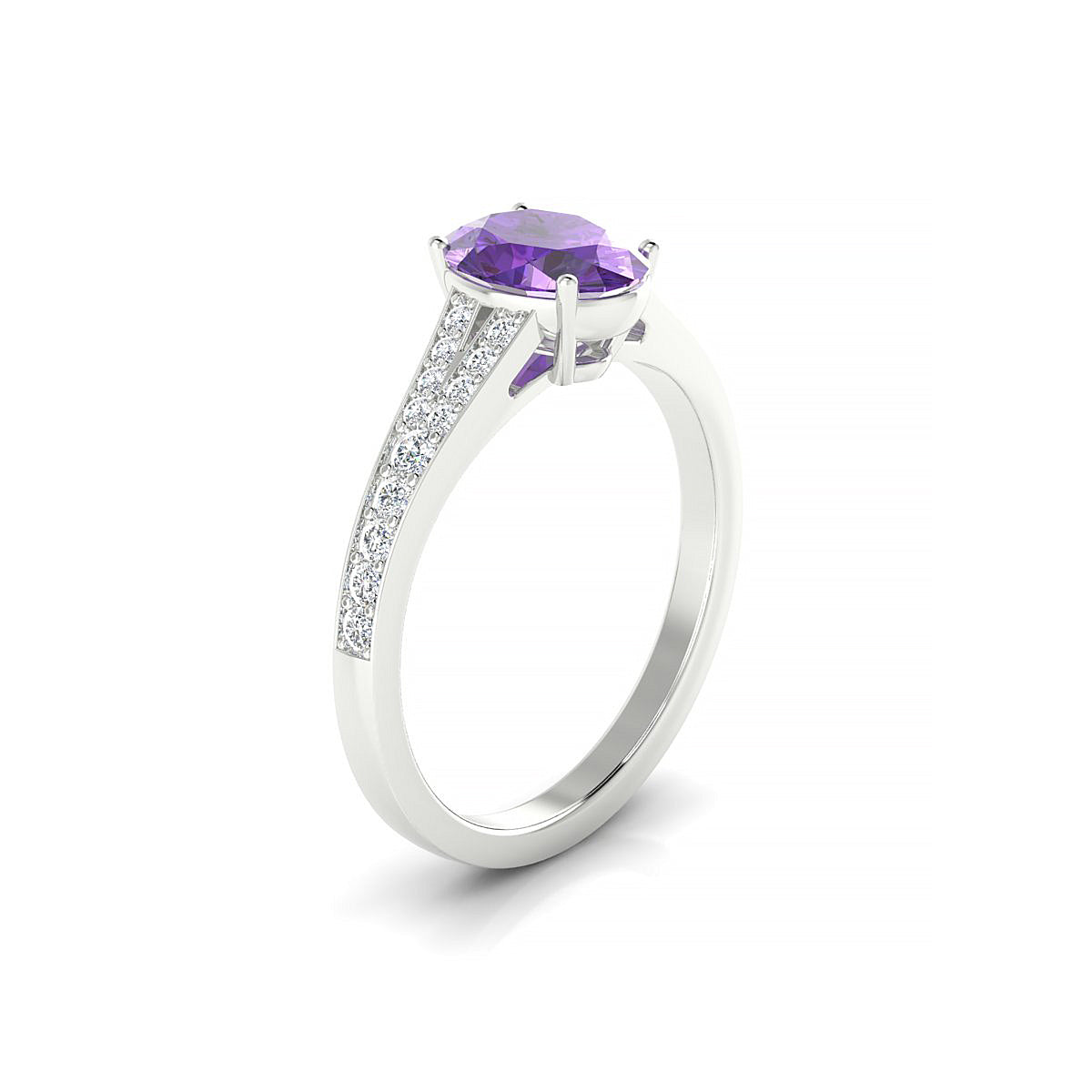 Adore | 18k White Gold 8 x 6 mm Oval Amethyst Ring
