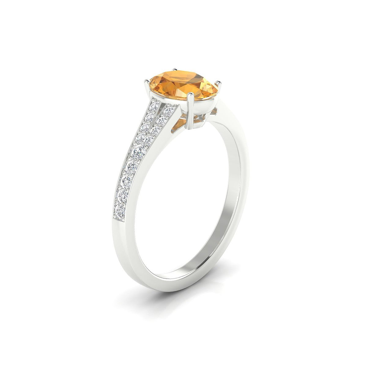 Adore | 18k White Gold 8 x 6 mm Oval Citrine Ring