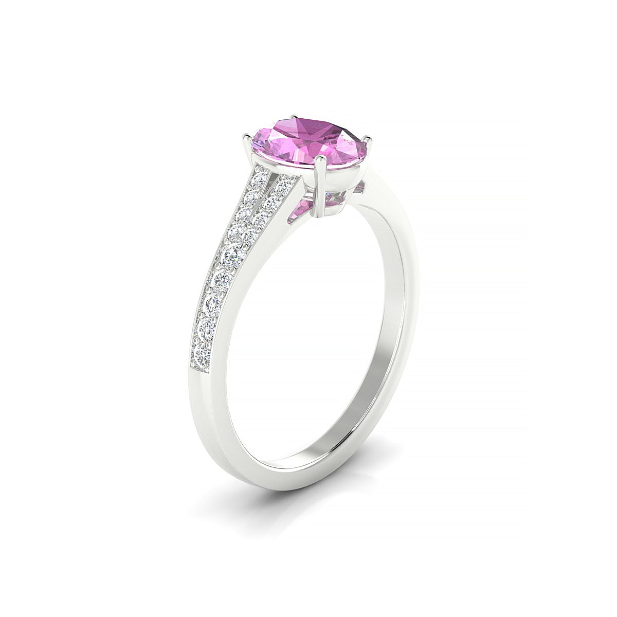 Adore | 18k White Gold 8 x 6 mm Oval Pink Sapphire Ring