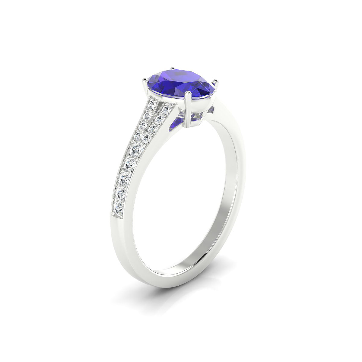 Adore | 18k White Gold 8 x 6 mm Oval Tanzanite Ring
