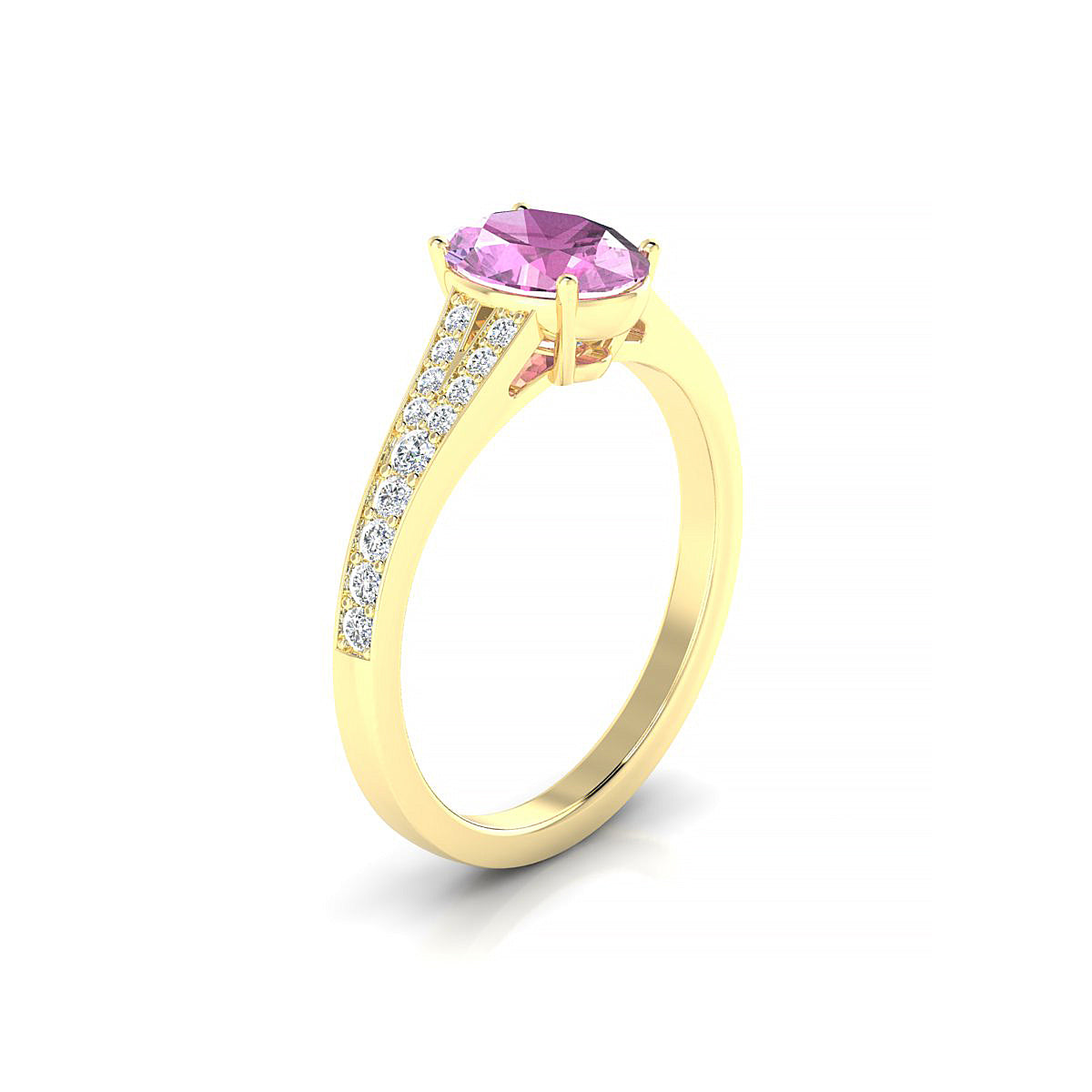 Adore | 18k Yellow Gold 8 x 6 mm Oval Pink Sapphire Ring