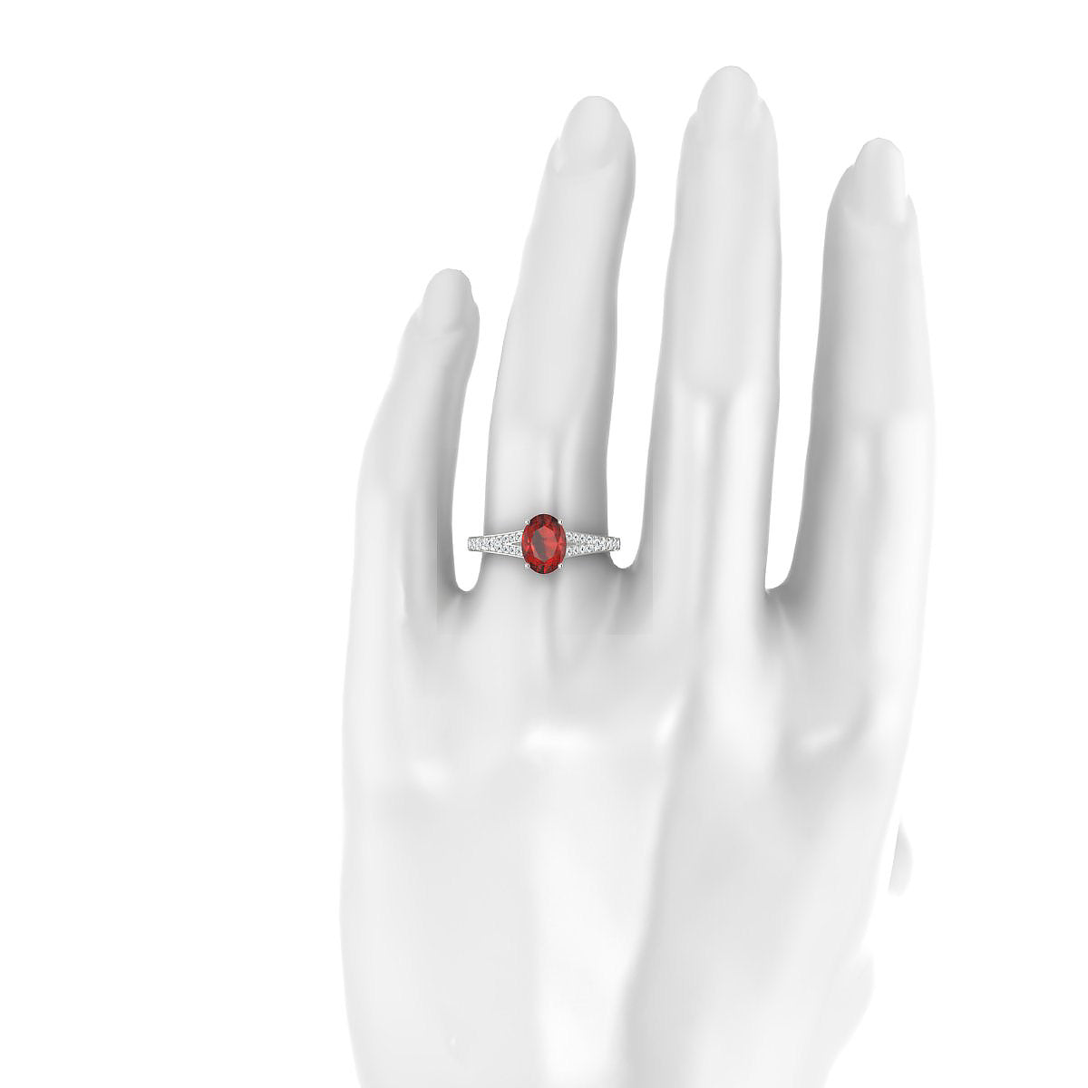 Adore | 18k White Gold 8 x 6 mm Oval Garnet Ring