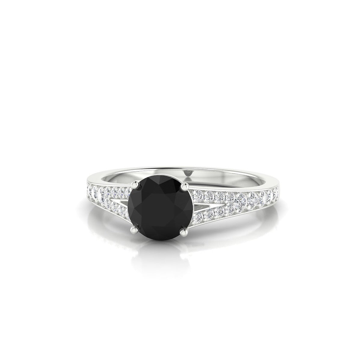 Adore | 18k White Gold 6 mm Round Black Diamond Ring