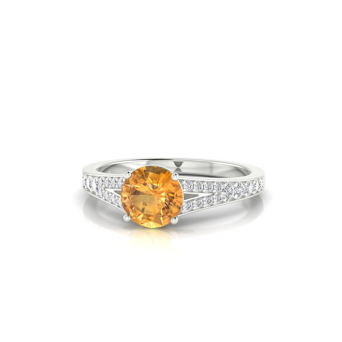 Adore | 18k White Gold 6 mm Round Citrine Ring