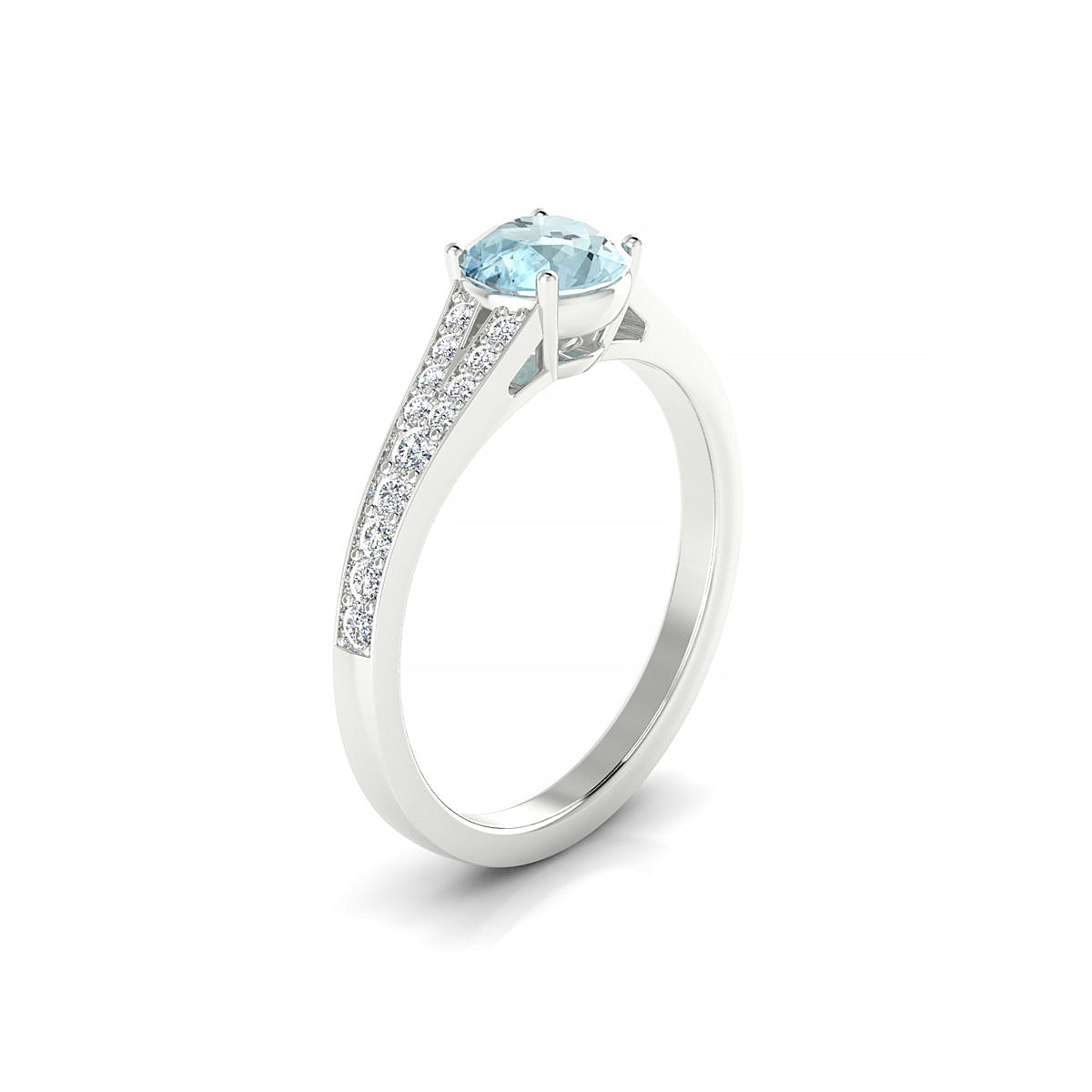 Adore | 18k White Gold 6 mm Round Aquamarine Ring