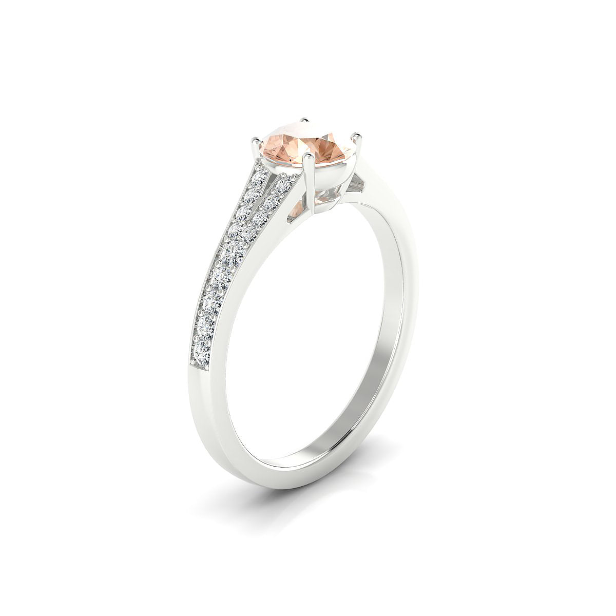 Adore | 18k White Gold 6 mm Round Morganite Ring