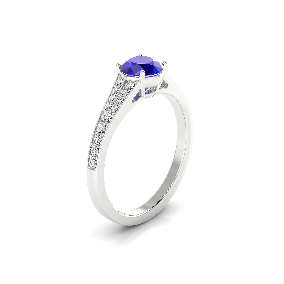 Adore | 18k White Gold 6 mm Round Tanzanite Ring