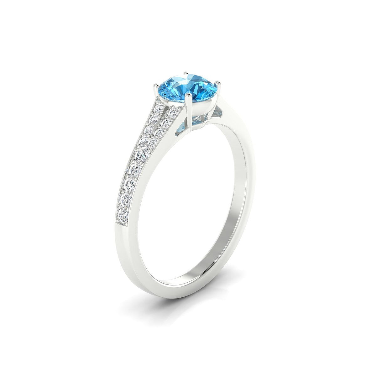Adore | 18k White Gold 6 mm Round Topaz Ring