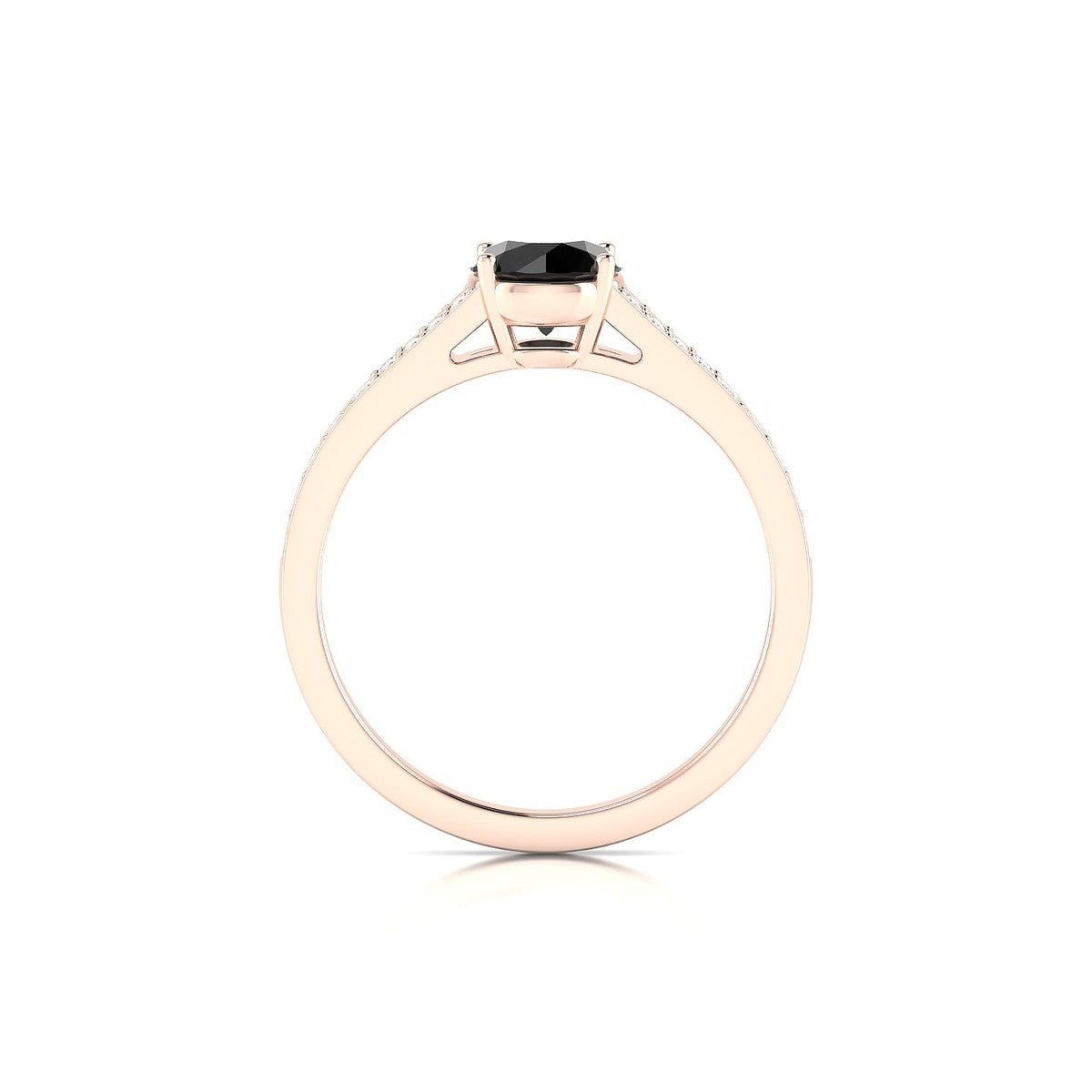 Adore | 18k Rose Gold 6 mm Round Black Diamond Ring
