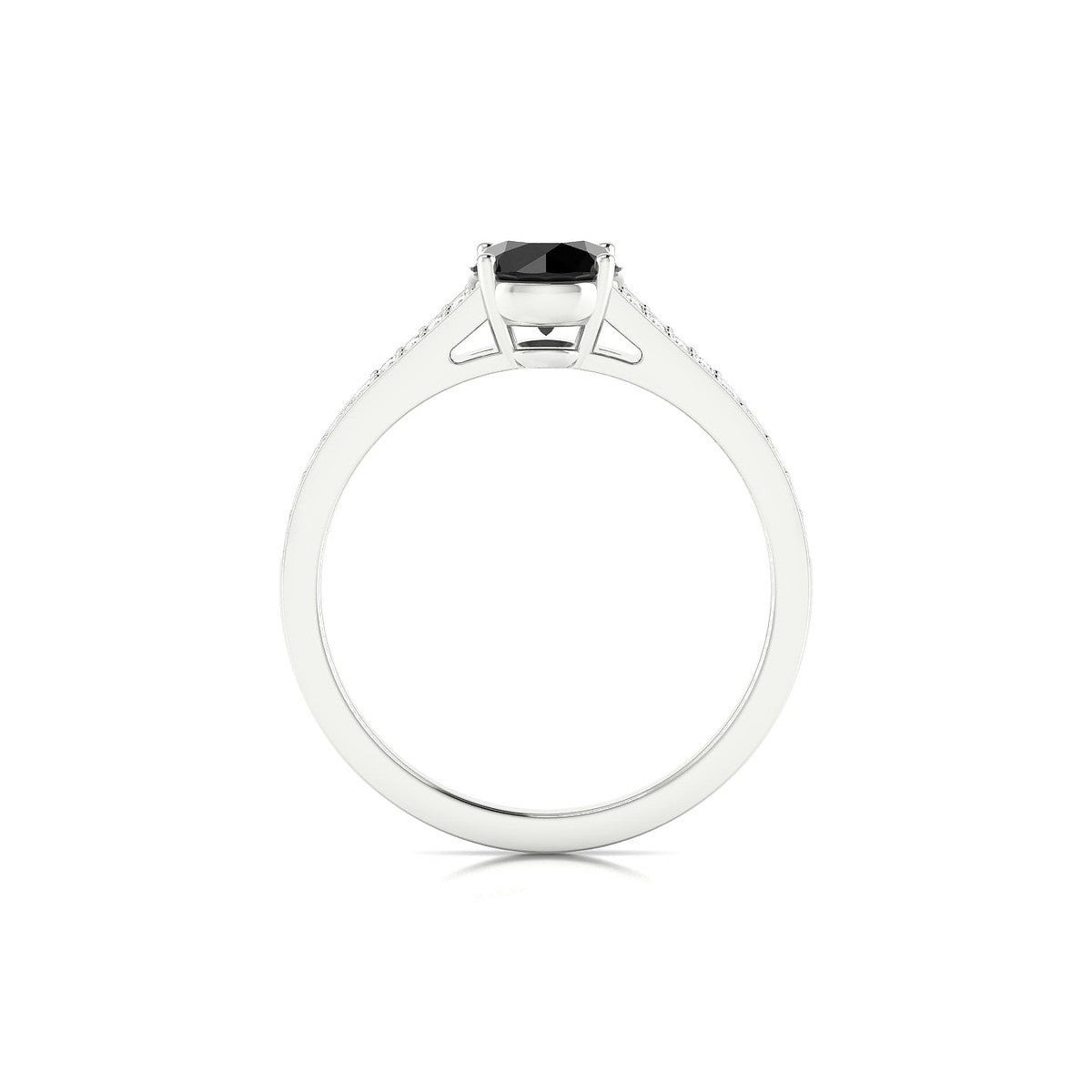 Adore | 18k White Gold 6 mm Round Black Diamond Ring