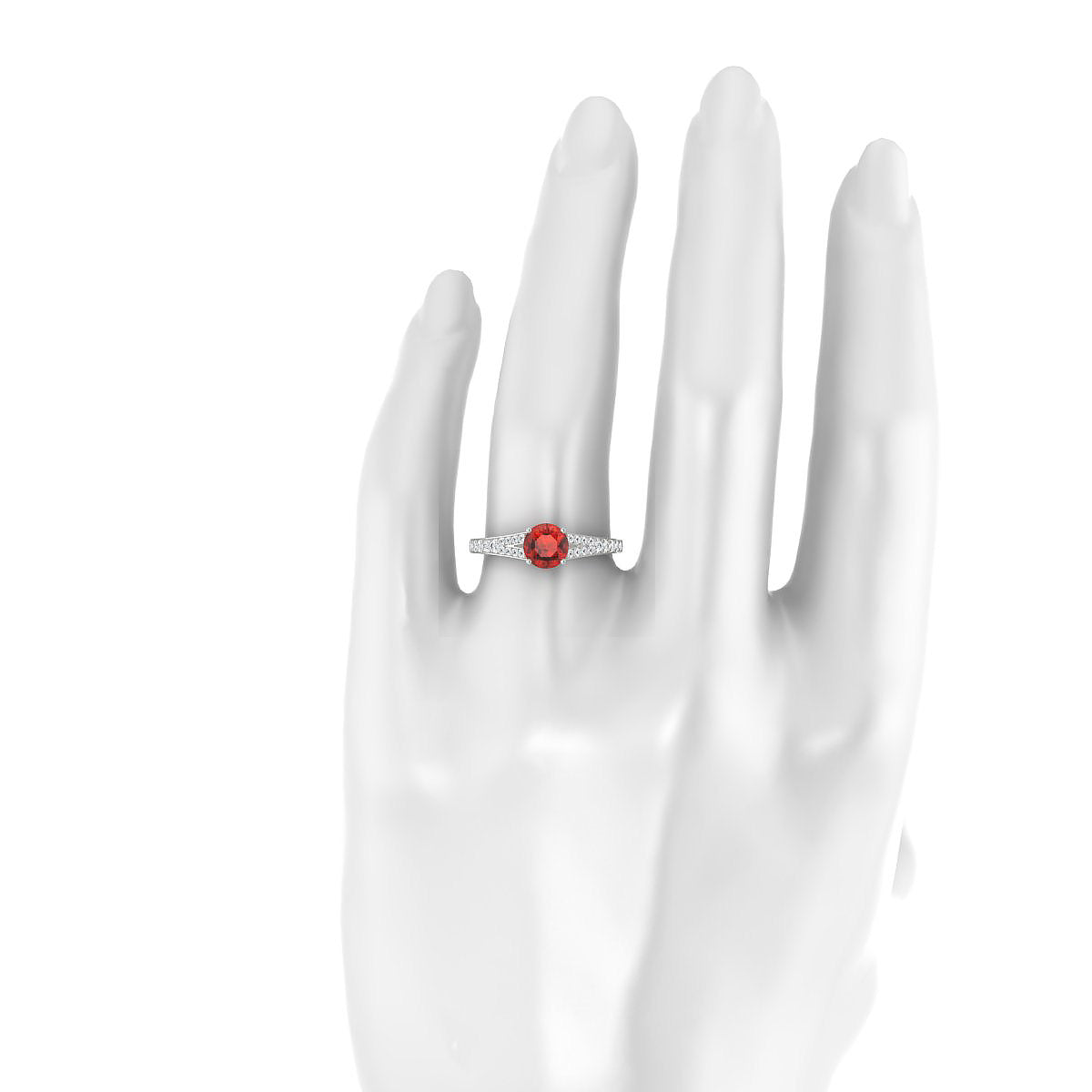 Adore | 18k White Gold 6 mm Round Garnet Ring