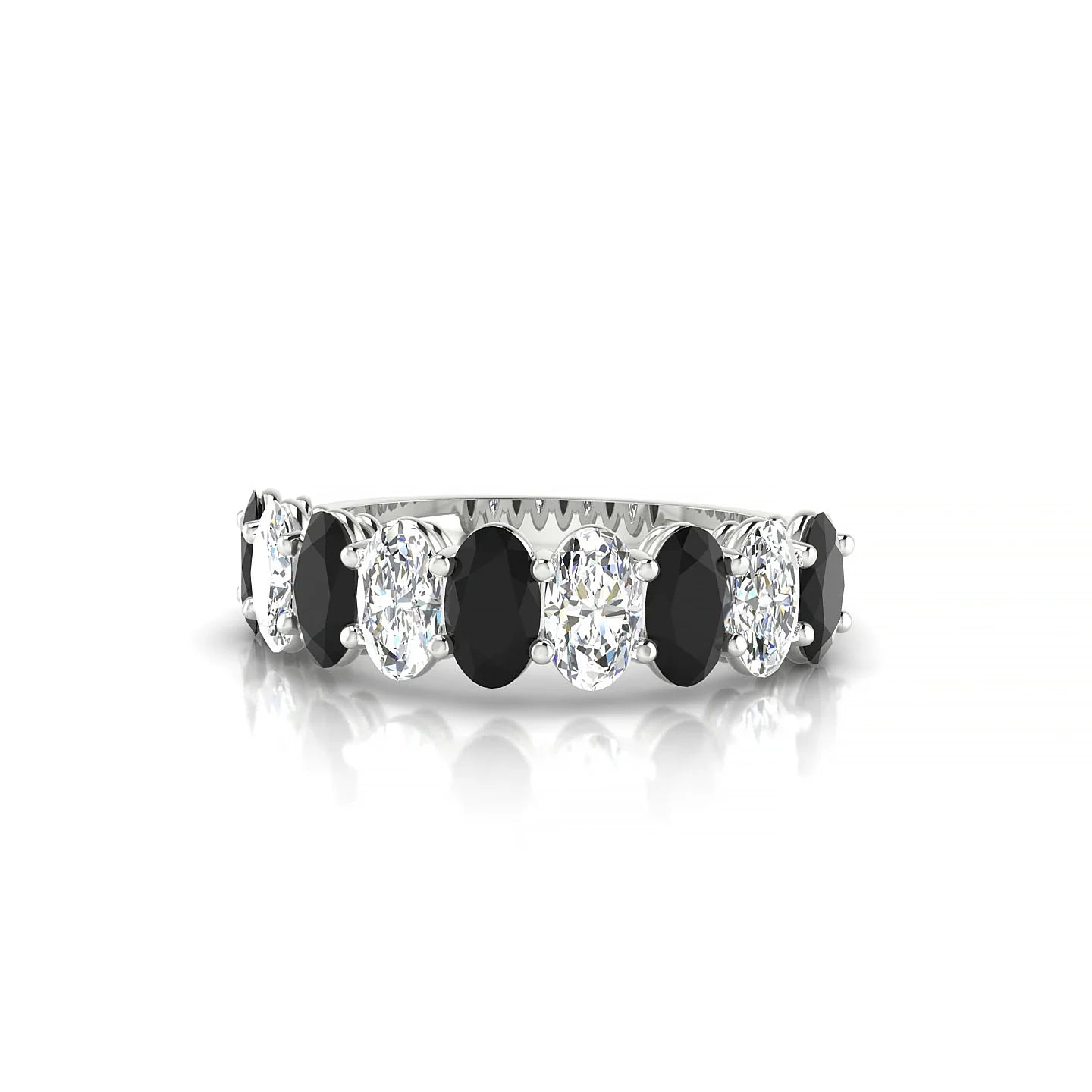 Affection | 18k White Gold 5 x 3 mm Oval Black Diamond & Diamond Ring