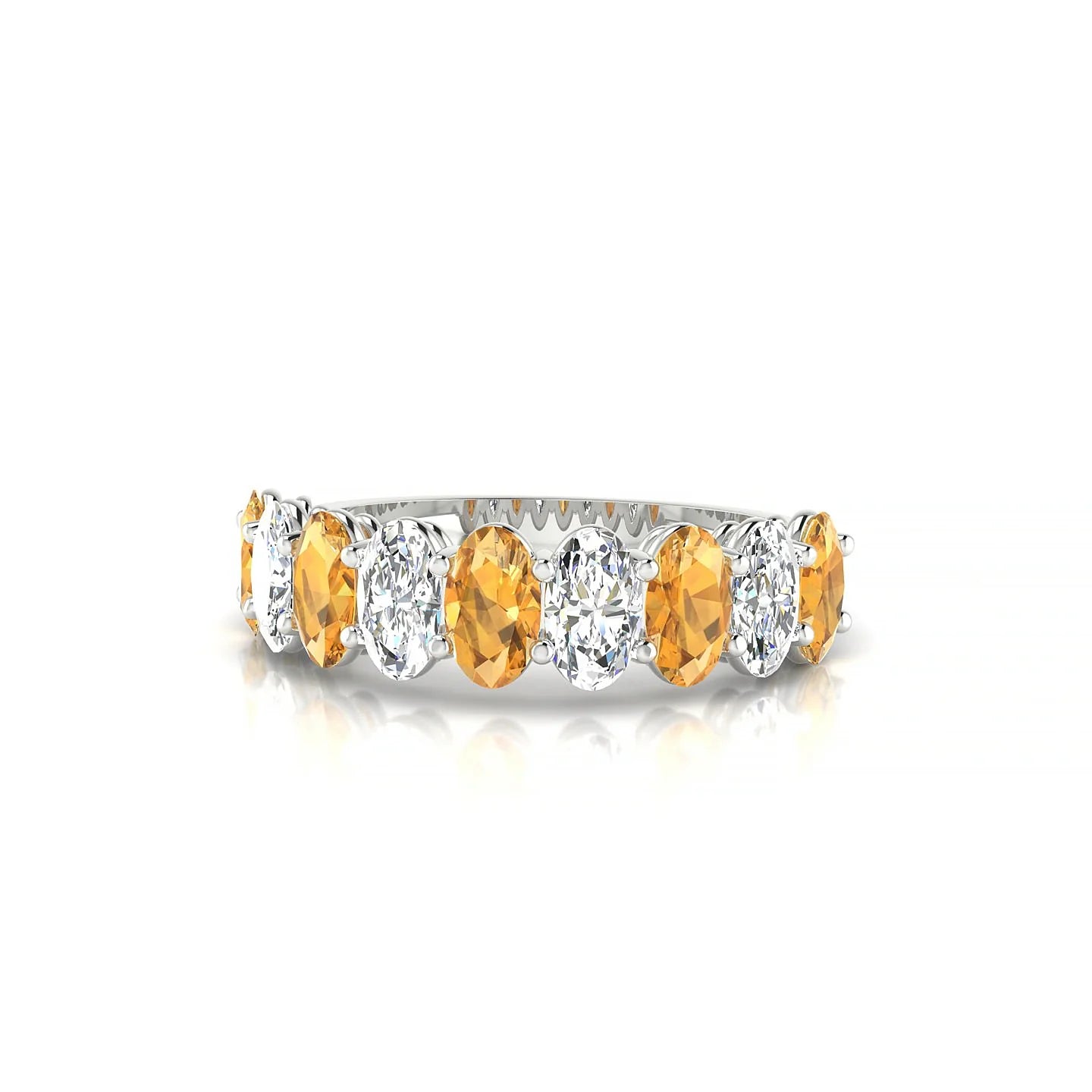 Affection | 18k White Gold 5 x 3 mm Oval Citrine & Diamond Ring
