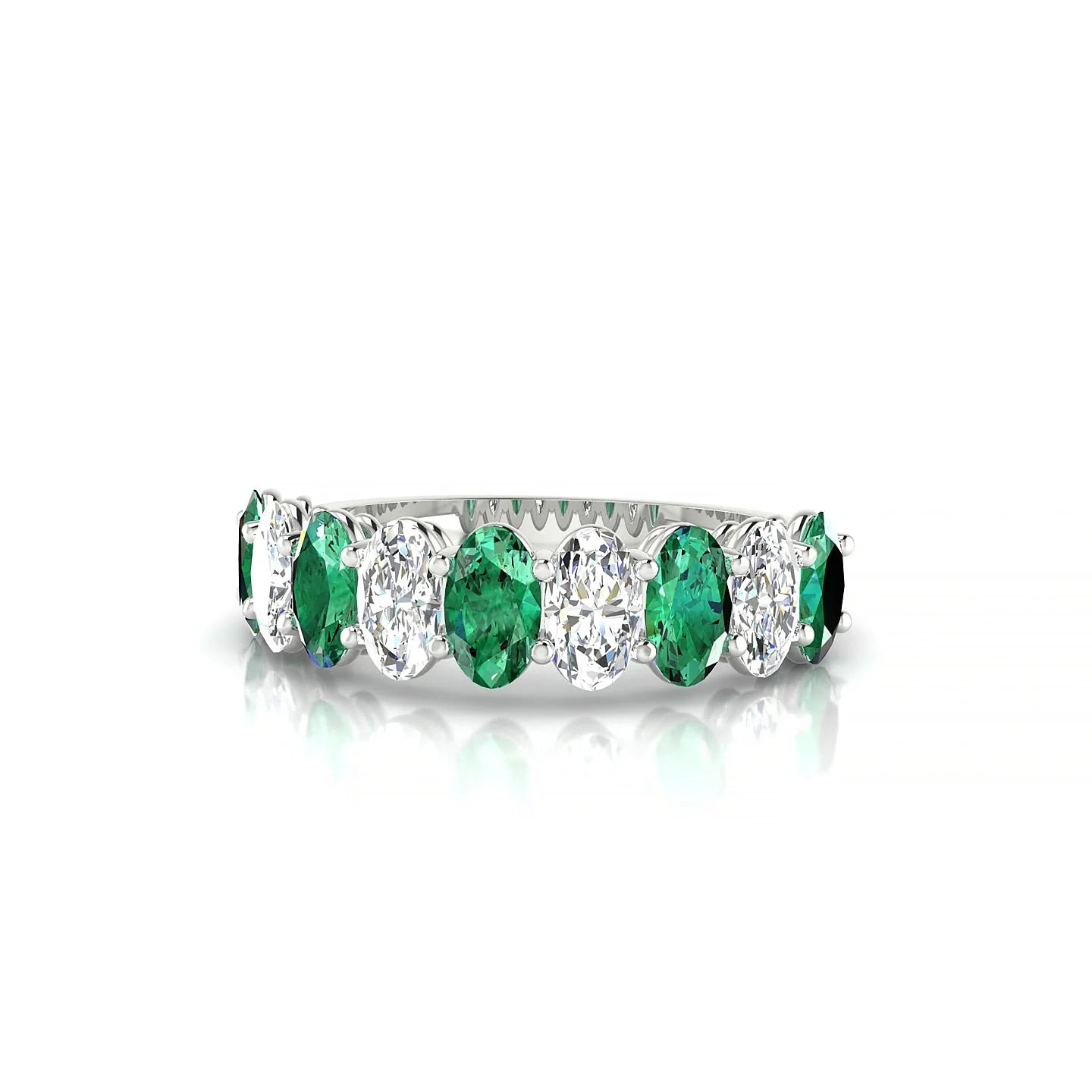 Affection | 18k White Gold 5 x 3 mm Oval Emerald & Diamond Ring