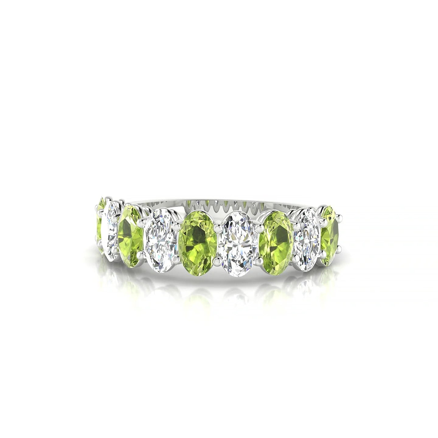 Affection | 18k White Gold 5 x 3 mm Oval Peridot & Diamond Ring