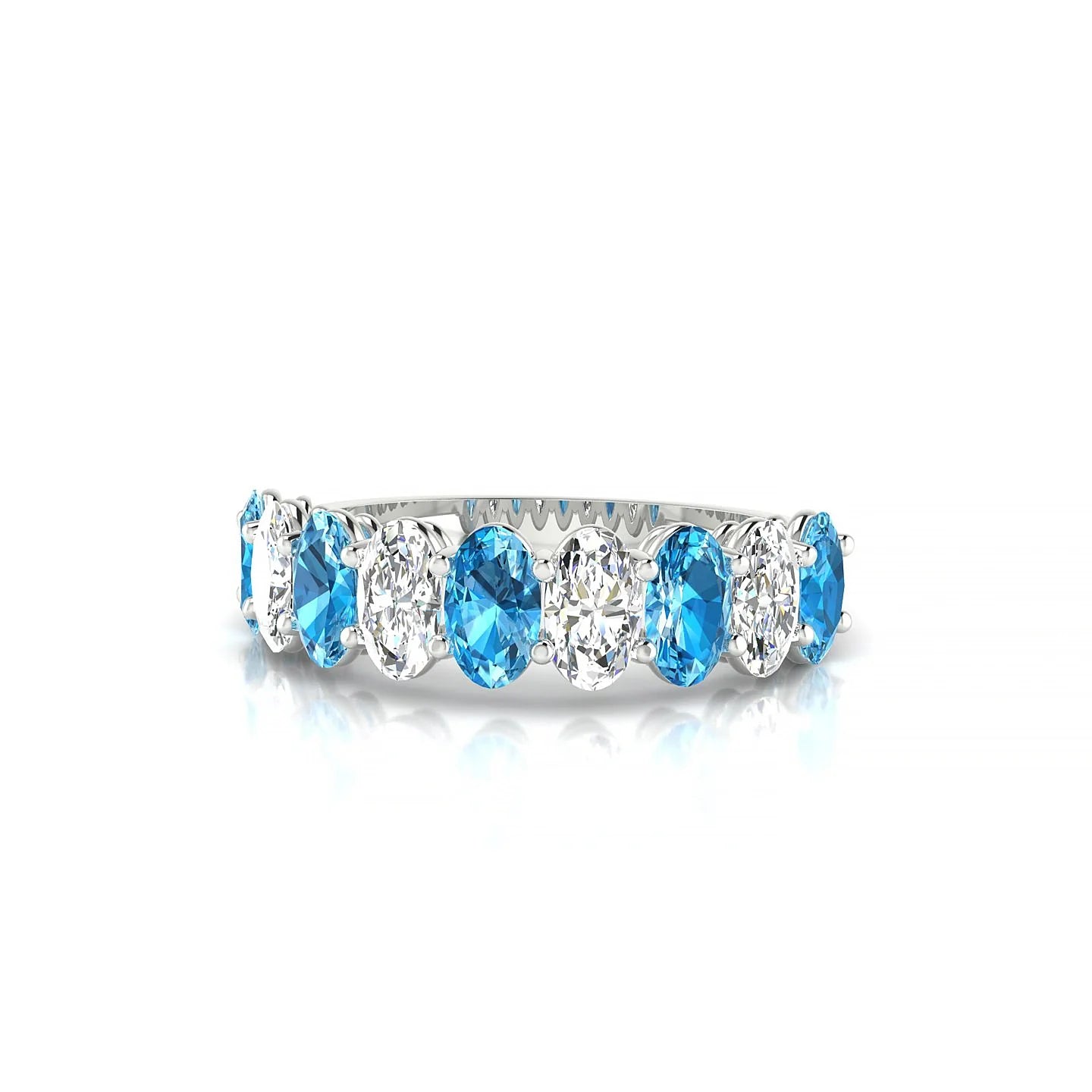 Affection | 18k White Gold 5 x 3 mm Oval Topaz & Diamond Ring