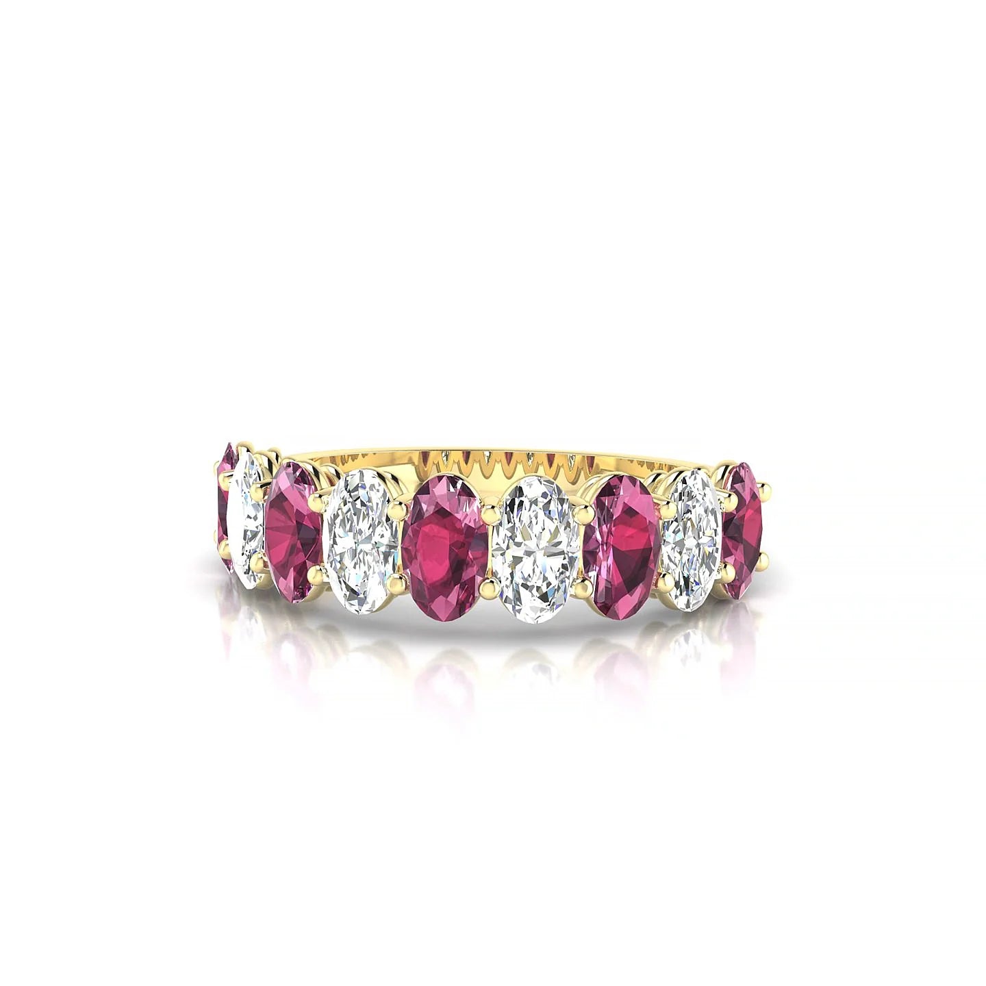 Affection | 18k Yellow Gold 5 x 3 mm Oval Rhodolite & Diamond Ring