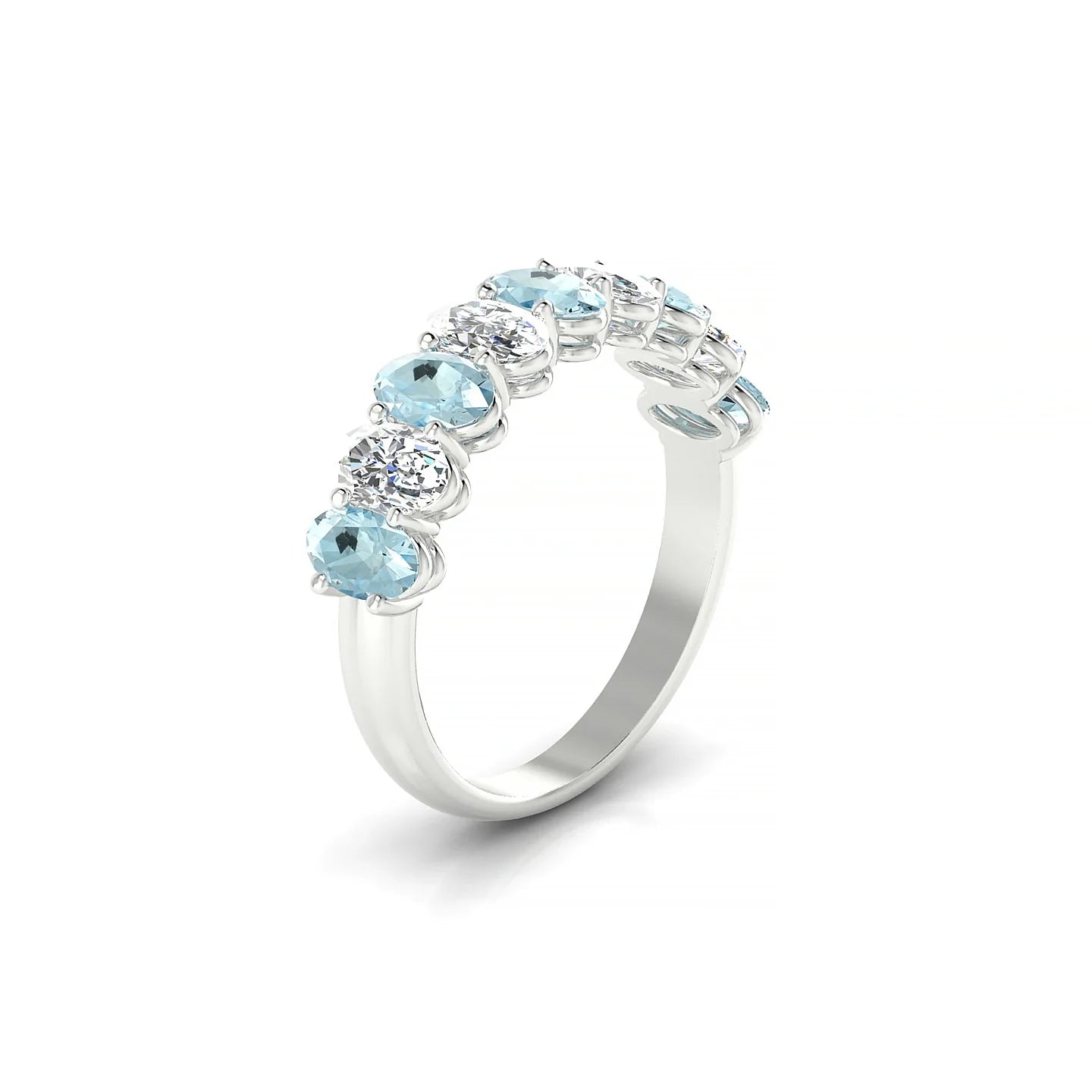 Affection | 18k White Gold 5 x 3 mm Oval Aquamarine & Diamond Ring
