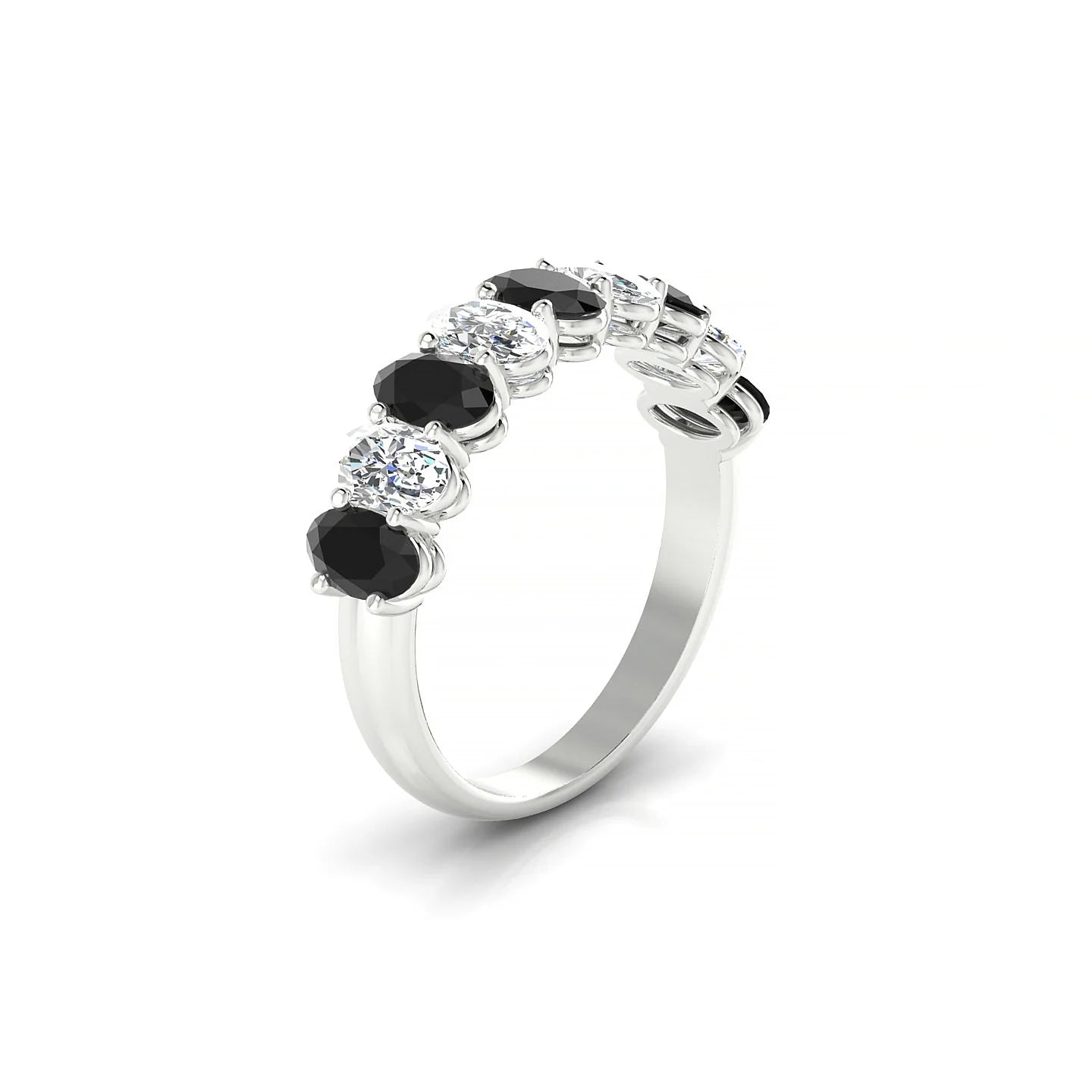 Affection | 18k White Gold 5 x 3 mm Oval Black Diamond & Diamond Ring