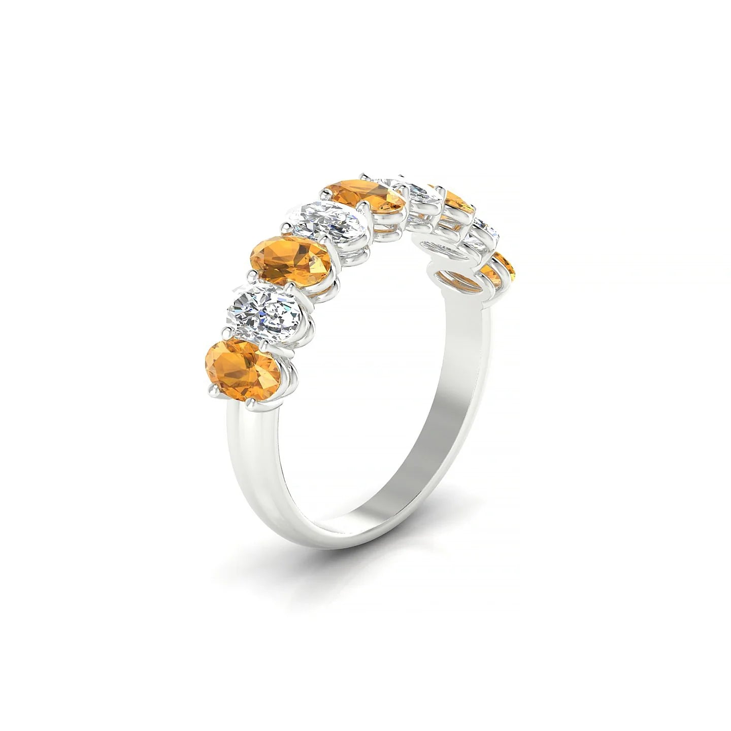 Affection | 18k White Gold 5 x 3 mm Oval Citrine & Diamond Ring