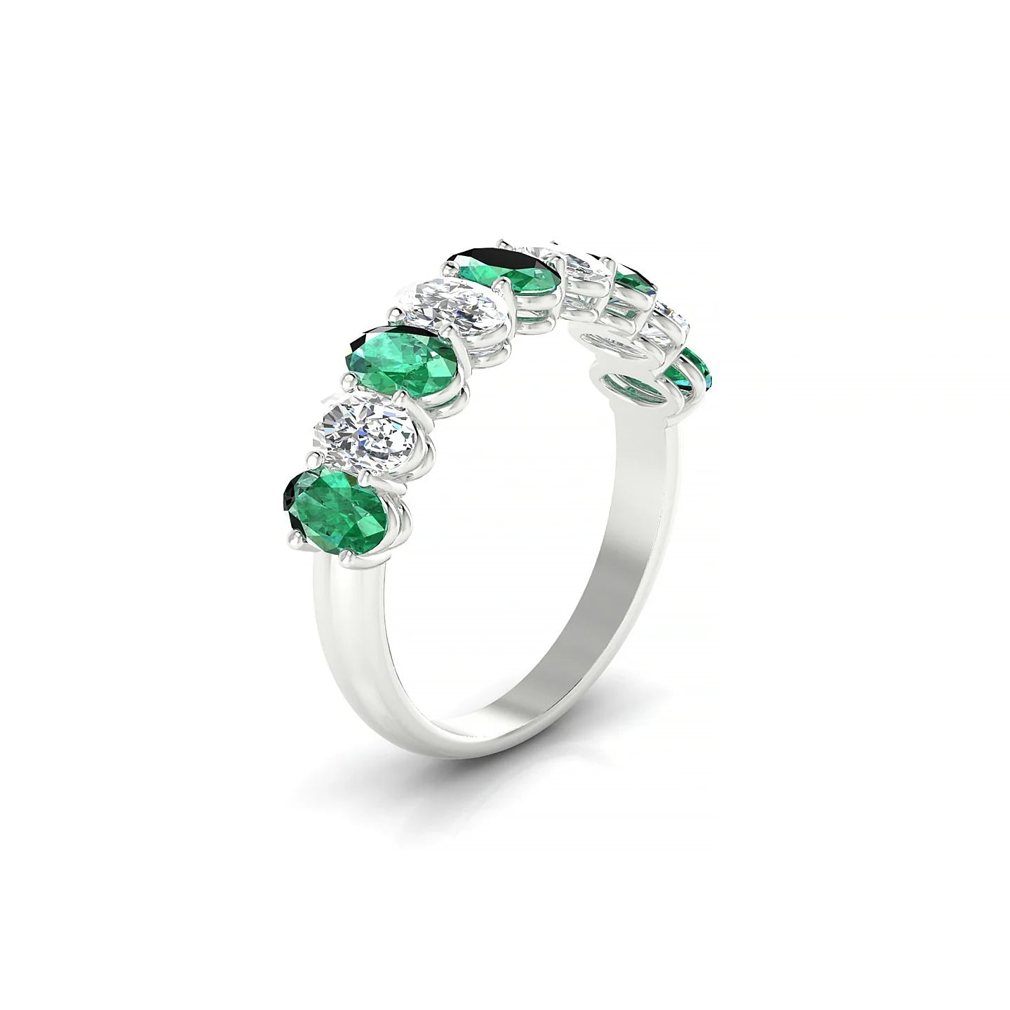 Affection | 18k White Gold 5 x 3 mm Oval Emerald & Diamond Ring