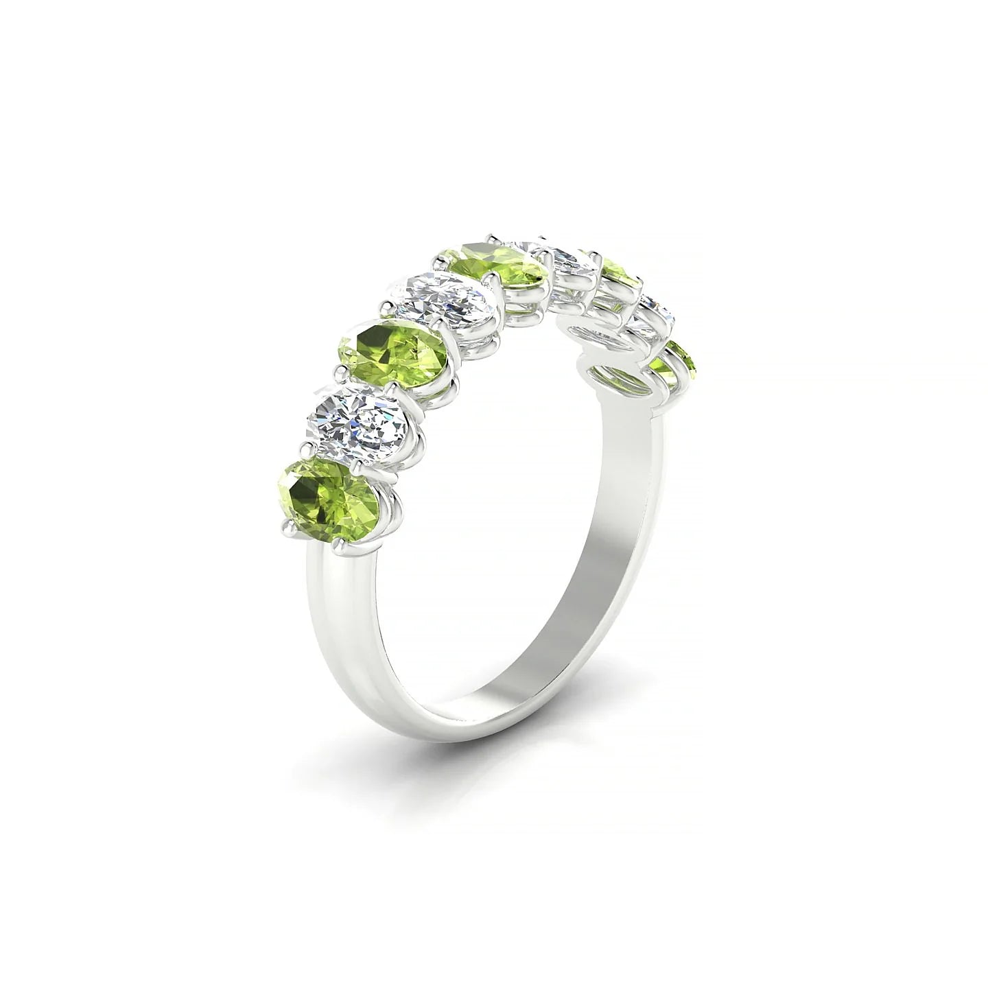 Affection | 18k White Gold 5 x 3 mm Oval Peridot & Diamond Ring