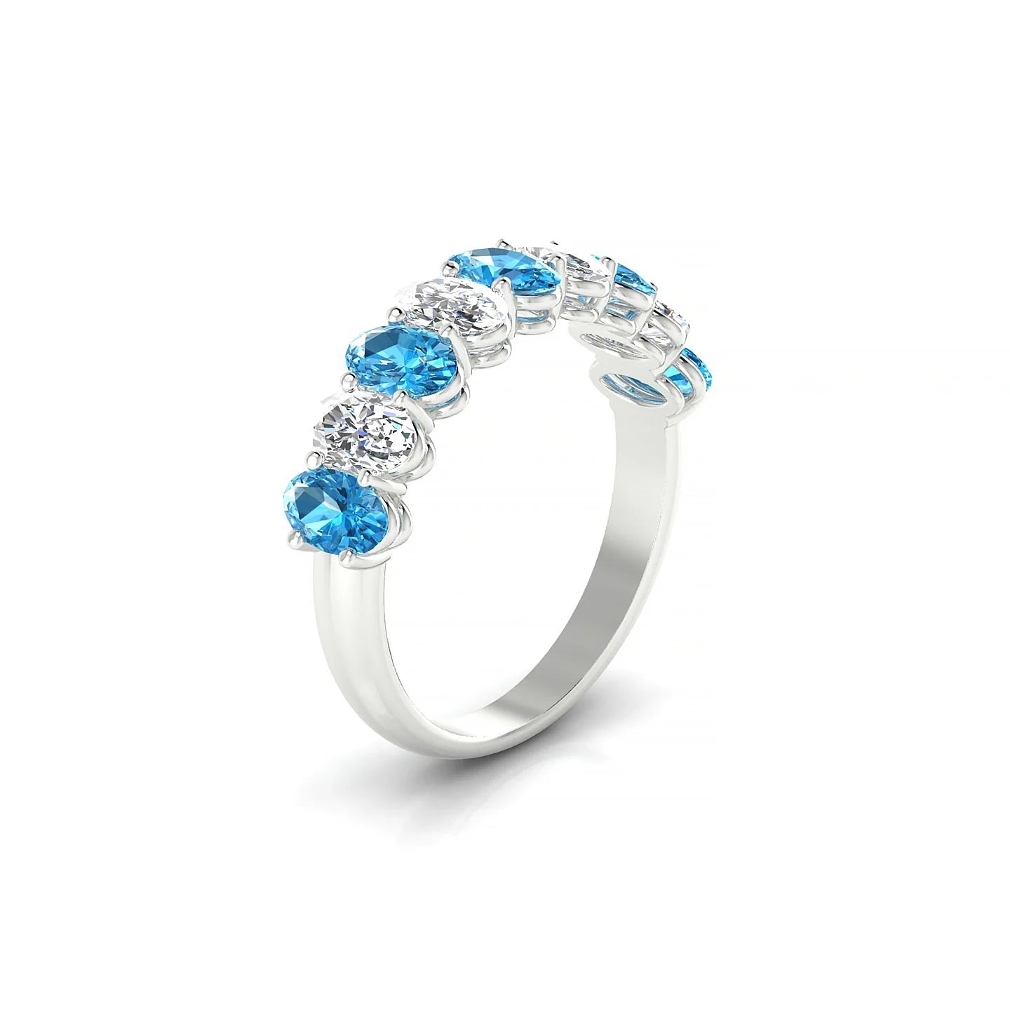 Affection | 18k White Gold 5 x 3 mm Oval Topaz & Diamond Ring