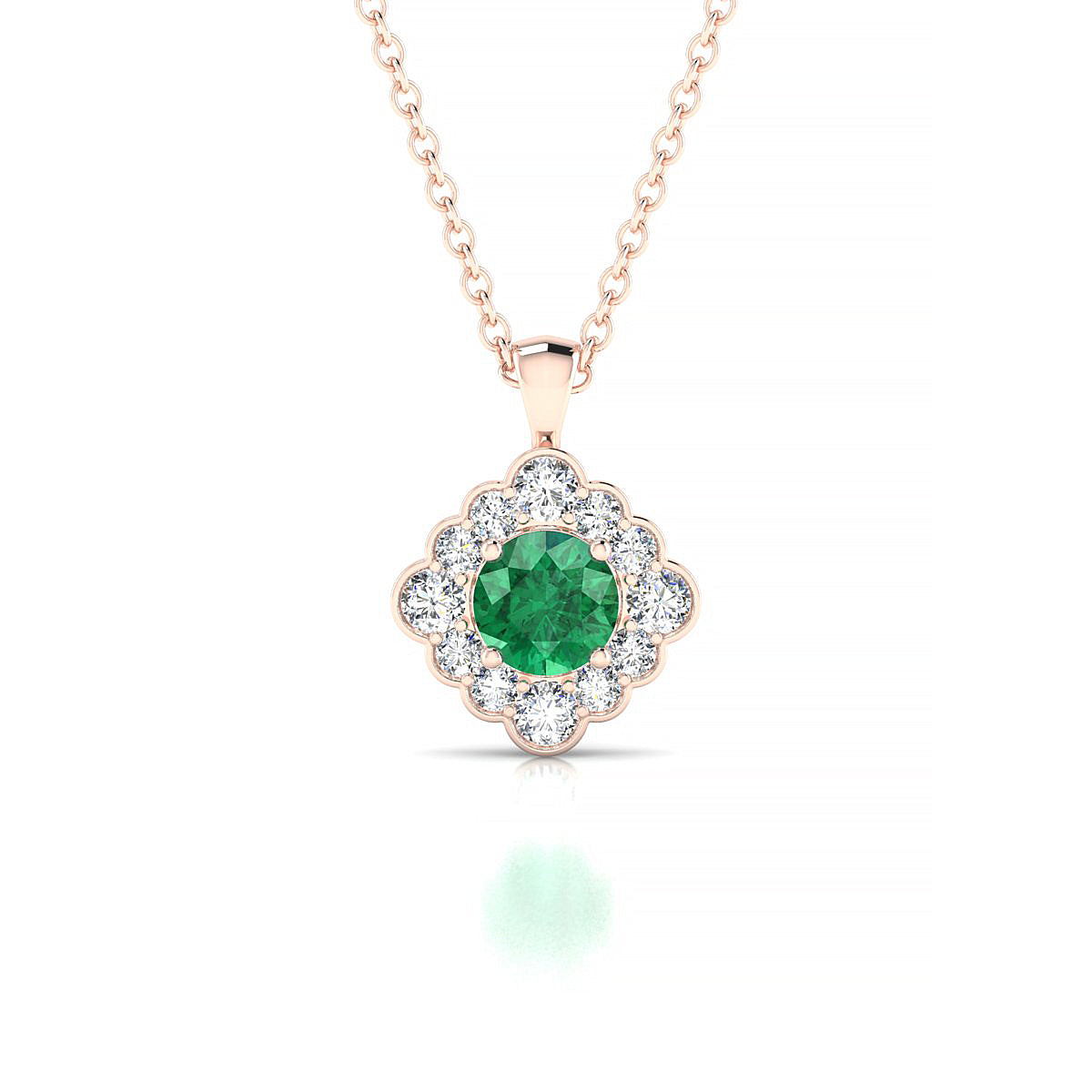 Aura | 18k Rose Gold 4.5 mm Round Emerald Pendant