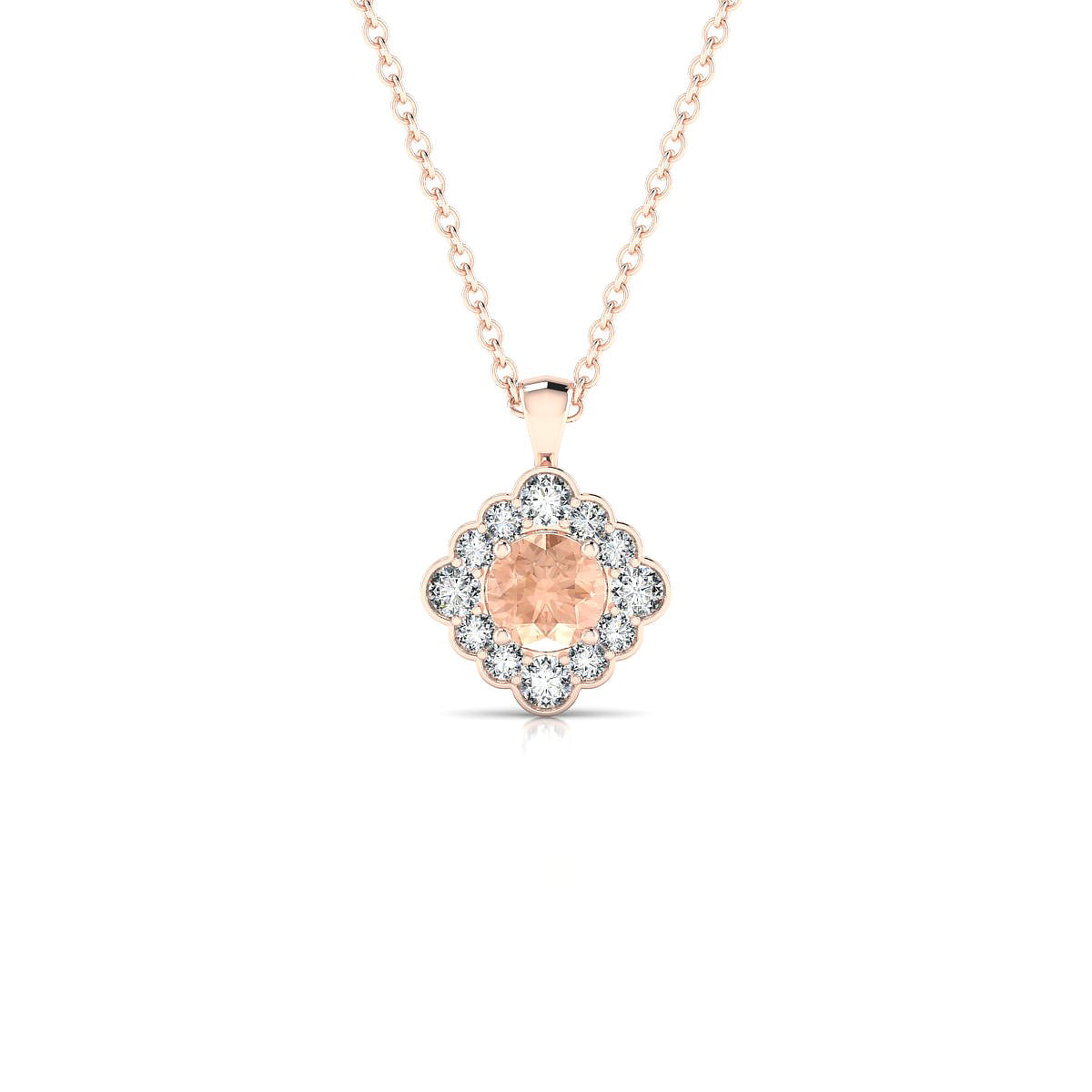 Aura | 18k Rose Gold 4.5 mm Round Morganite Pendant