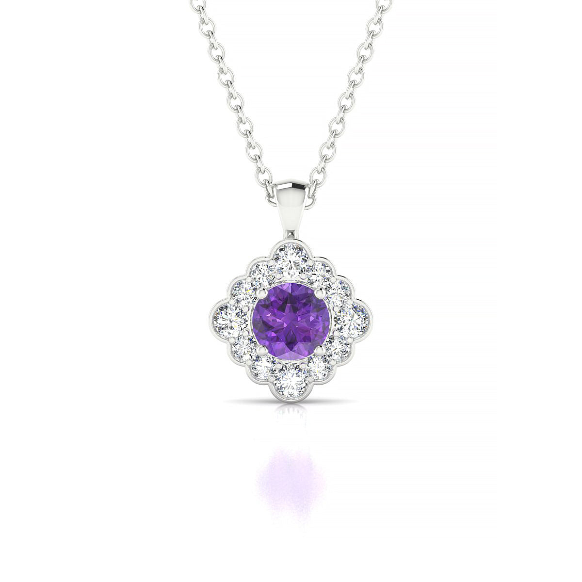 Aura | 18k White Gold 4.5 mm Round Amethyst Pendant