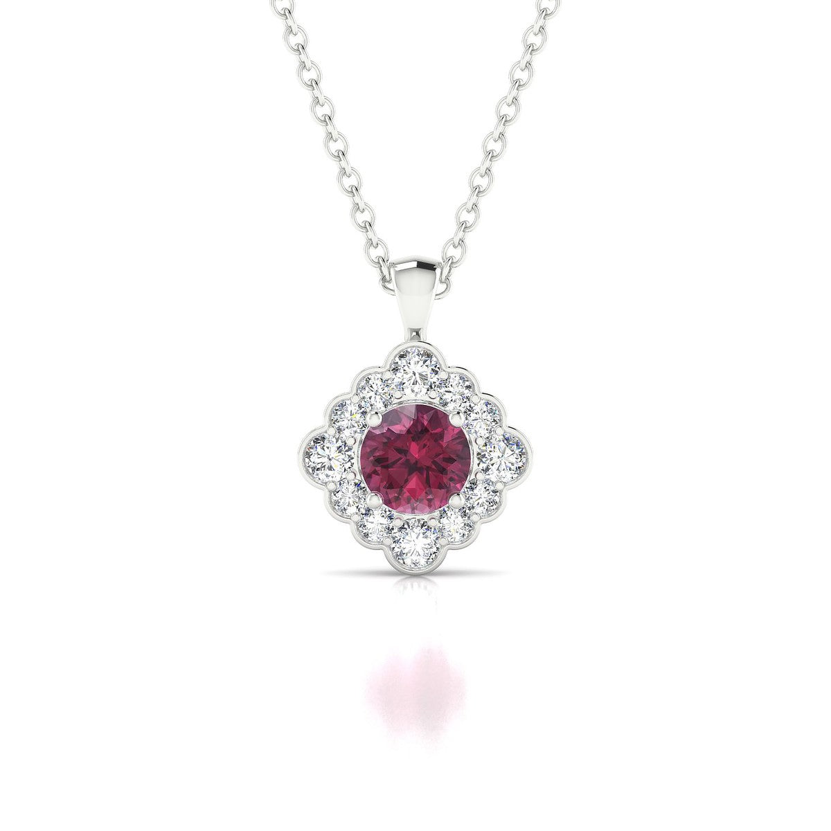 Aura | 18k White Gold 4.5 mm Round Rhodolite Pendant