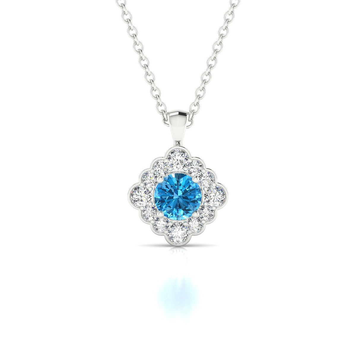 Aura | 18k White Gold 4.5 mm Round Topaz Pendant