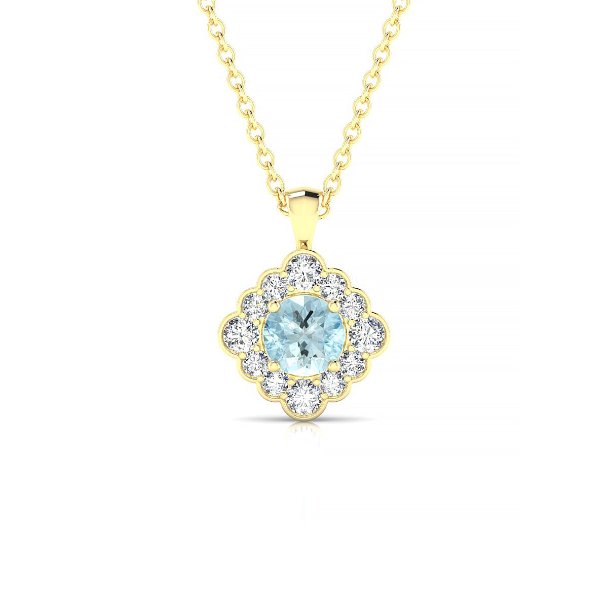 Aura | 18k Yellow Gold 4.5 mm Round Aquamarine Pendant