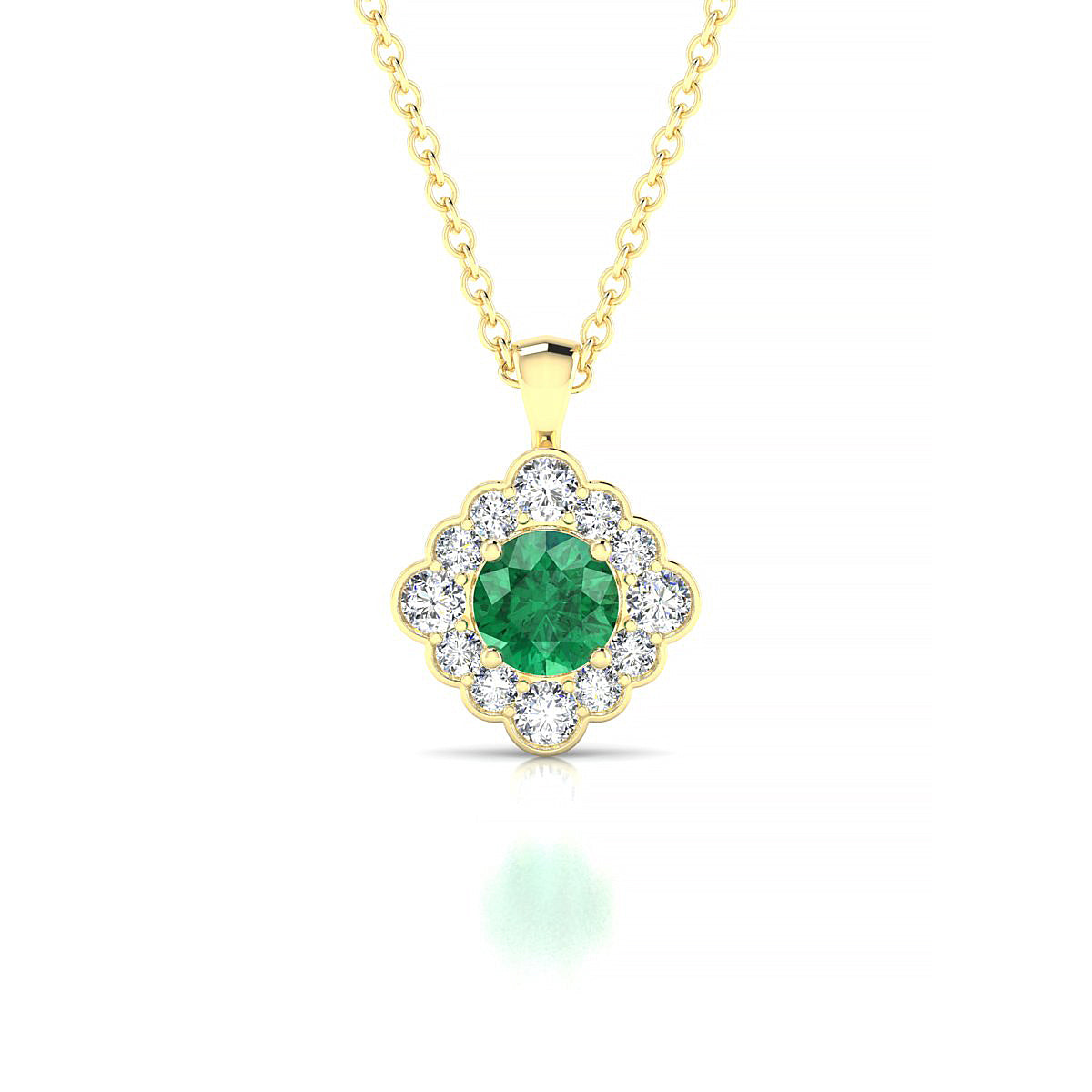 Aura | 18k Yellow Gold 4.5 mm Round Emerald Pendant