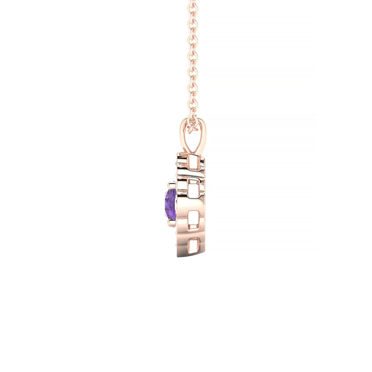 Aura | 18k Rose Gold 4.5 mm Round Amethyst Pendant