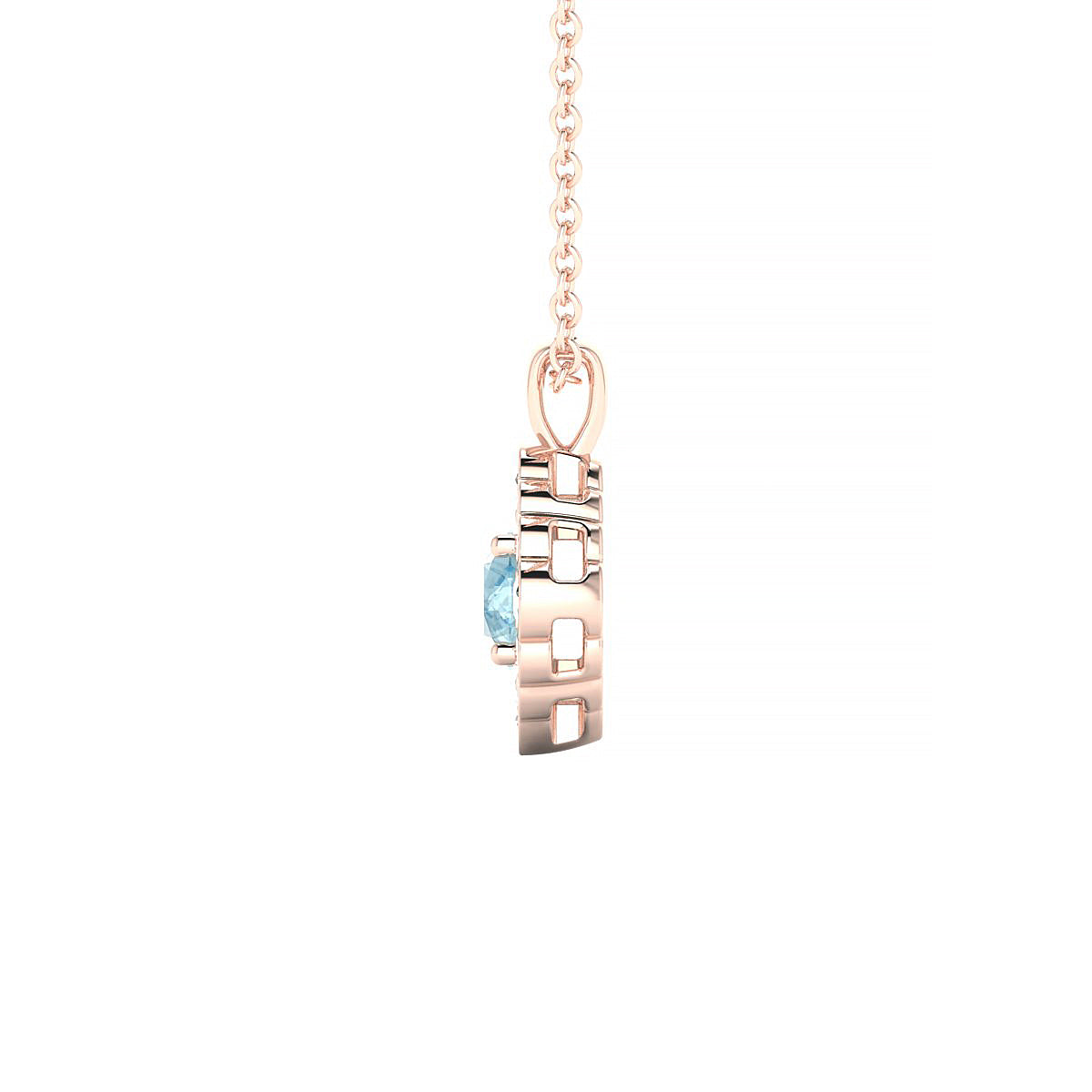 Aura | 18k Rose Gold 4.5 mm Round Aquamarine Pendant