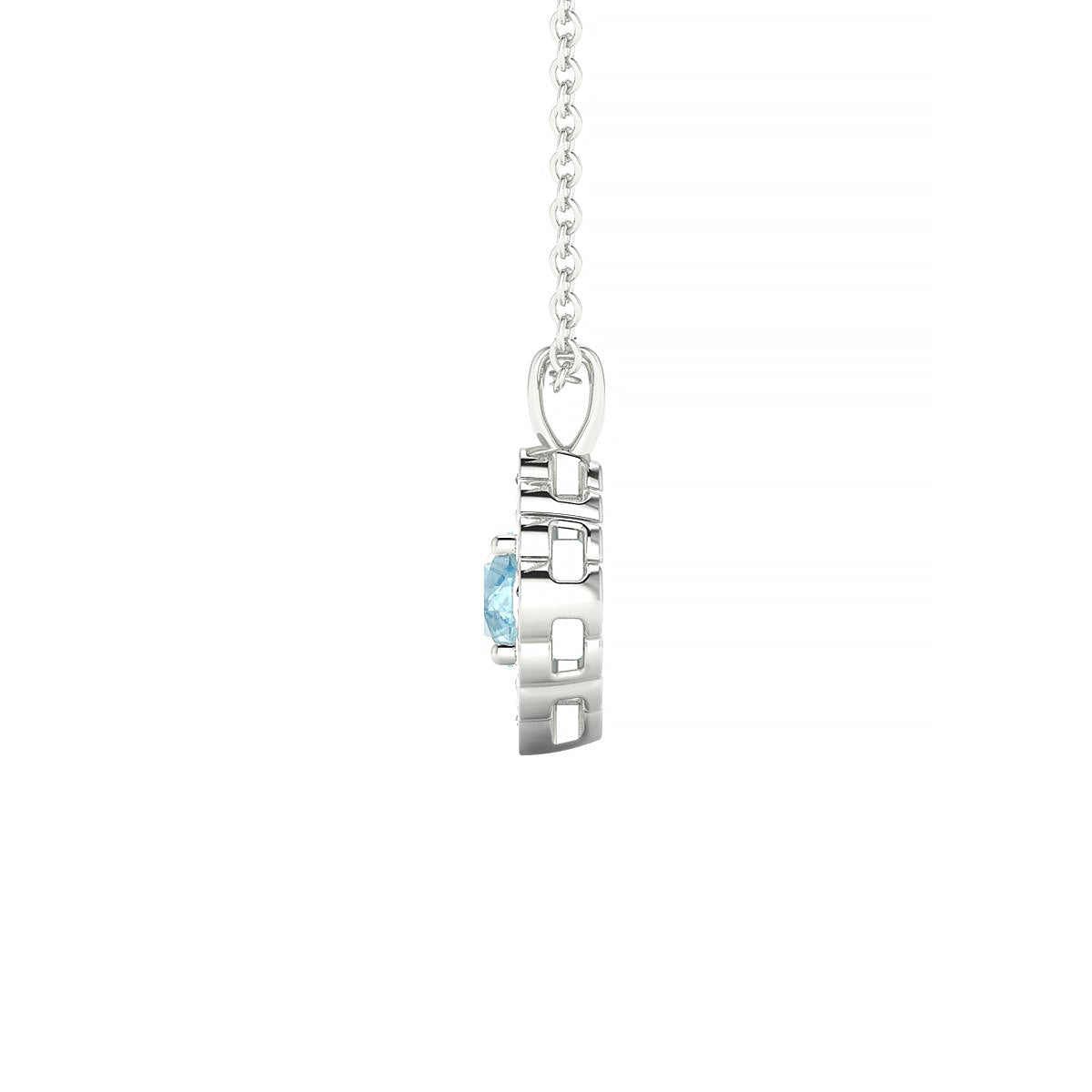 Aura | 18k White Gold 4.5 mm Round Aquamarine Pendant
